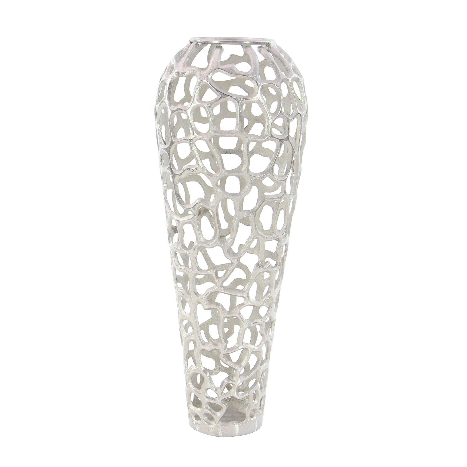 Aluminum Metal Cutout Coral Decorative Vase - Gold or Silver - Roche River Decor