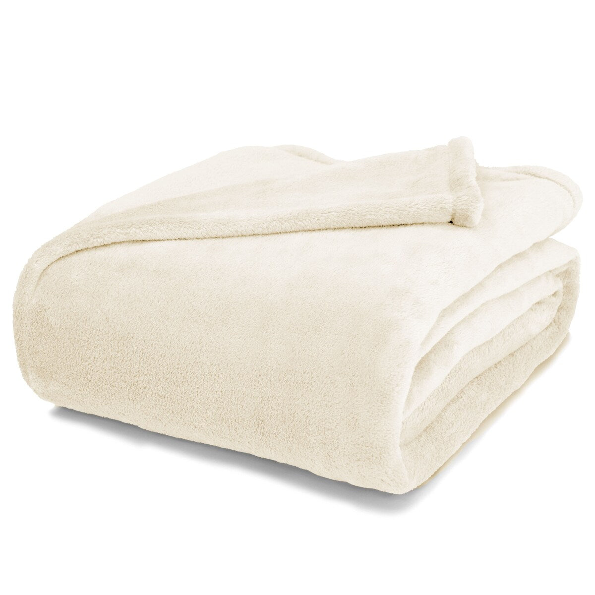 Berkshire Luxe Reversible Plush Full/Queen Blanket Vanilla Cream - Beige - Queen