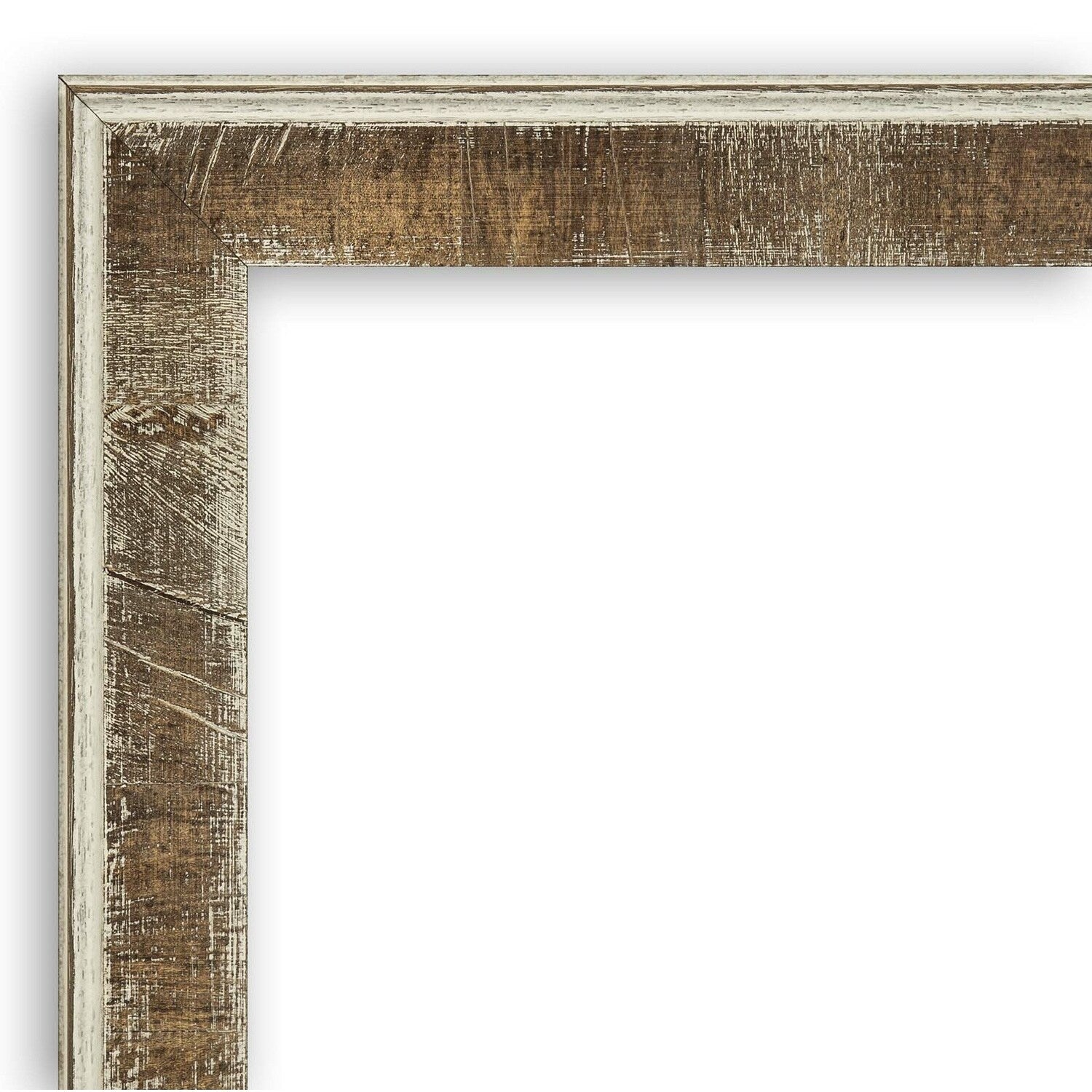 Beveled Wood Bathroom Wall Mirror - Farmhouse Brown Narrow Frame