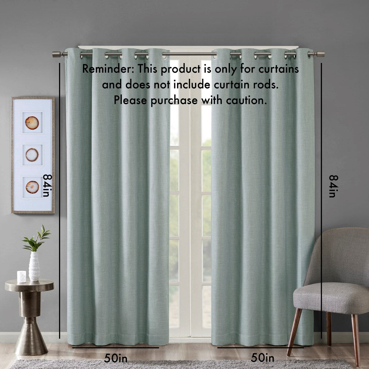 Printed Heathered Blackout Grommet Top Curtain Panel