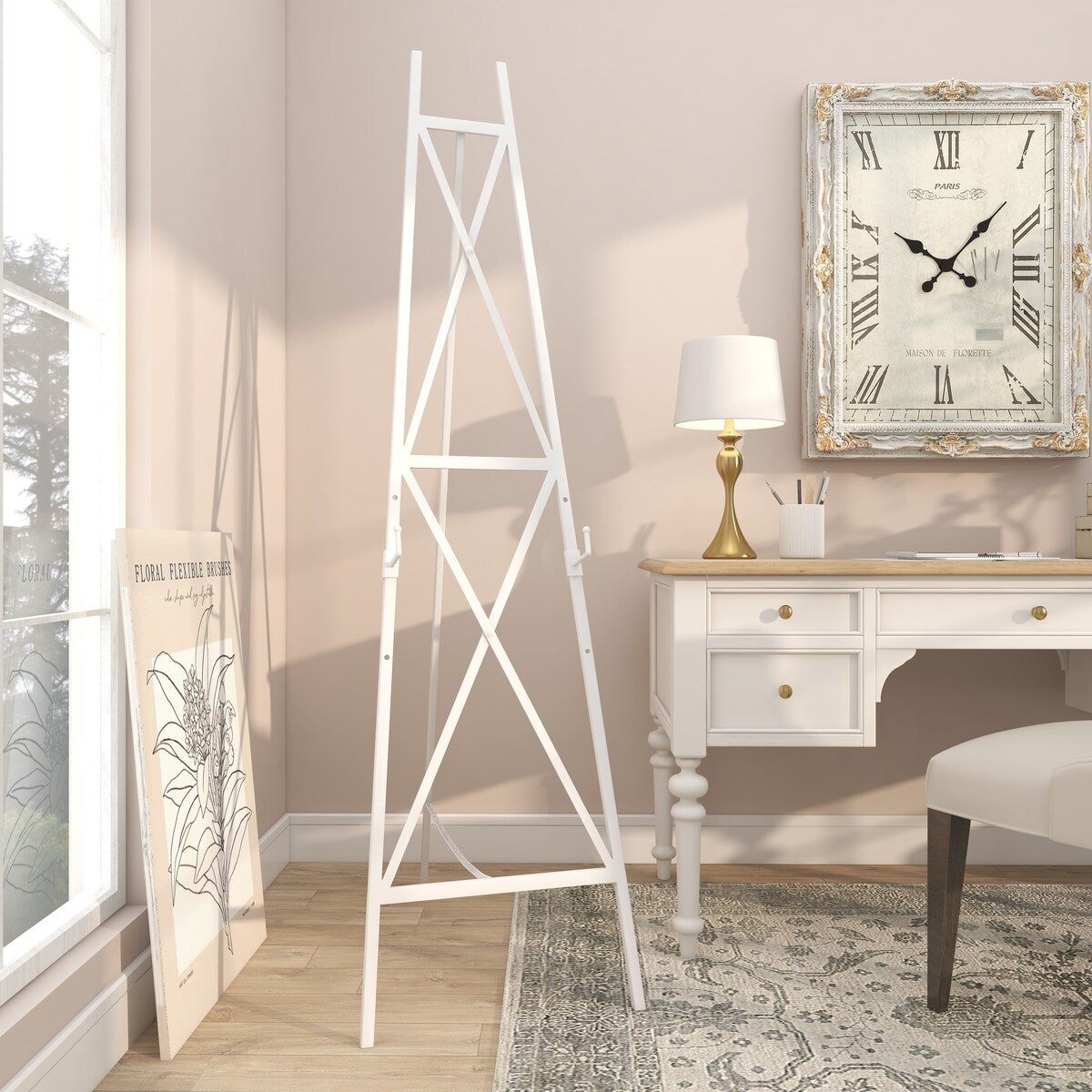 Metal Tall Adjustable 3 or 2 Tier Display Easel with Chain Support - White - Roche River Decor