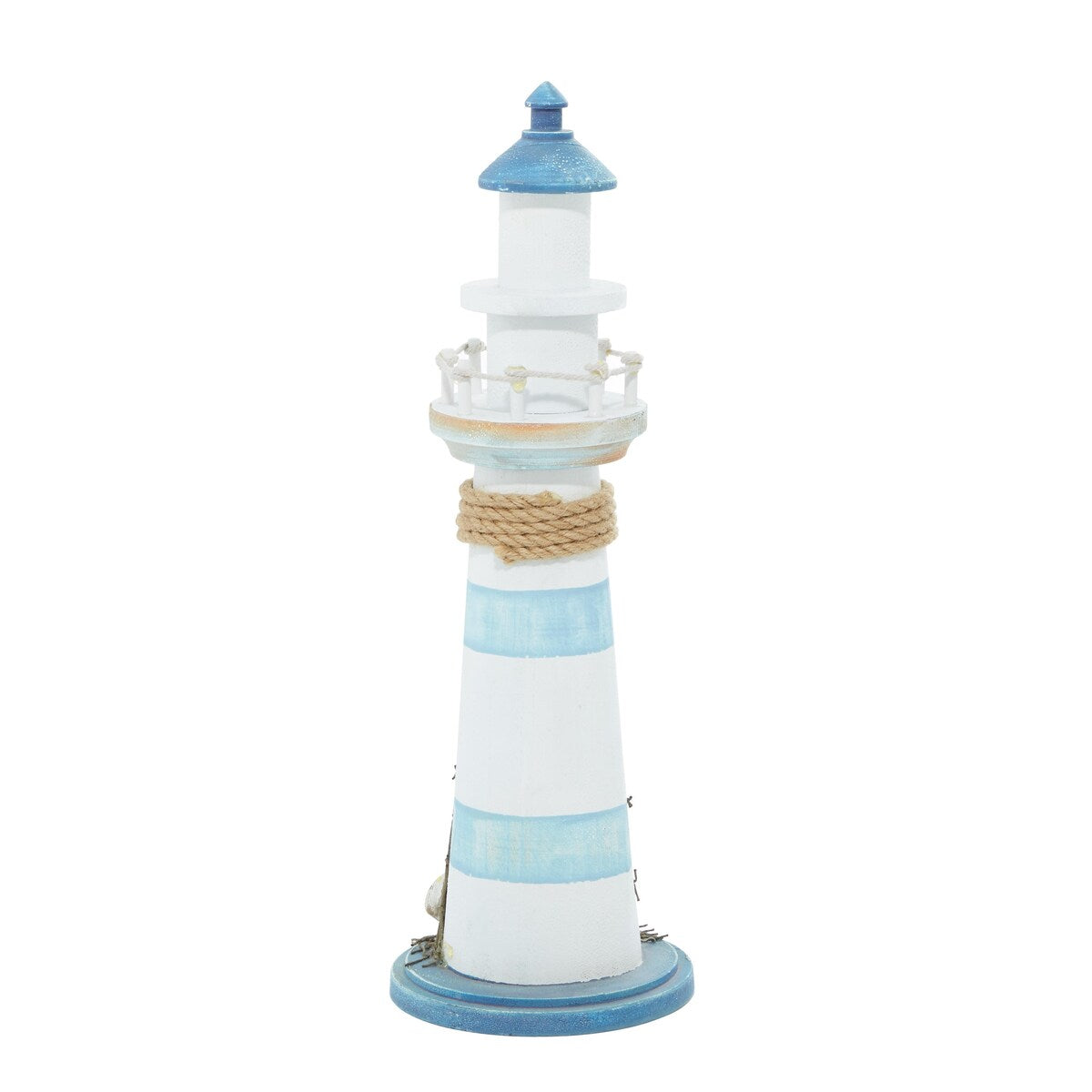 Wood Light House Decorative Sculpture with Netting - Blue - Roche River Decor