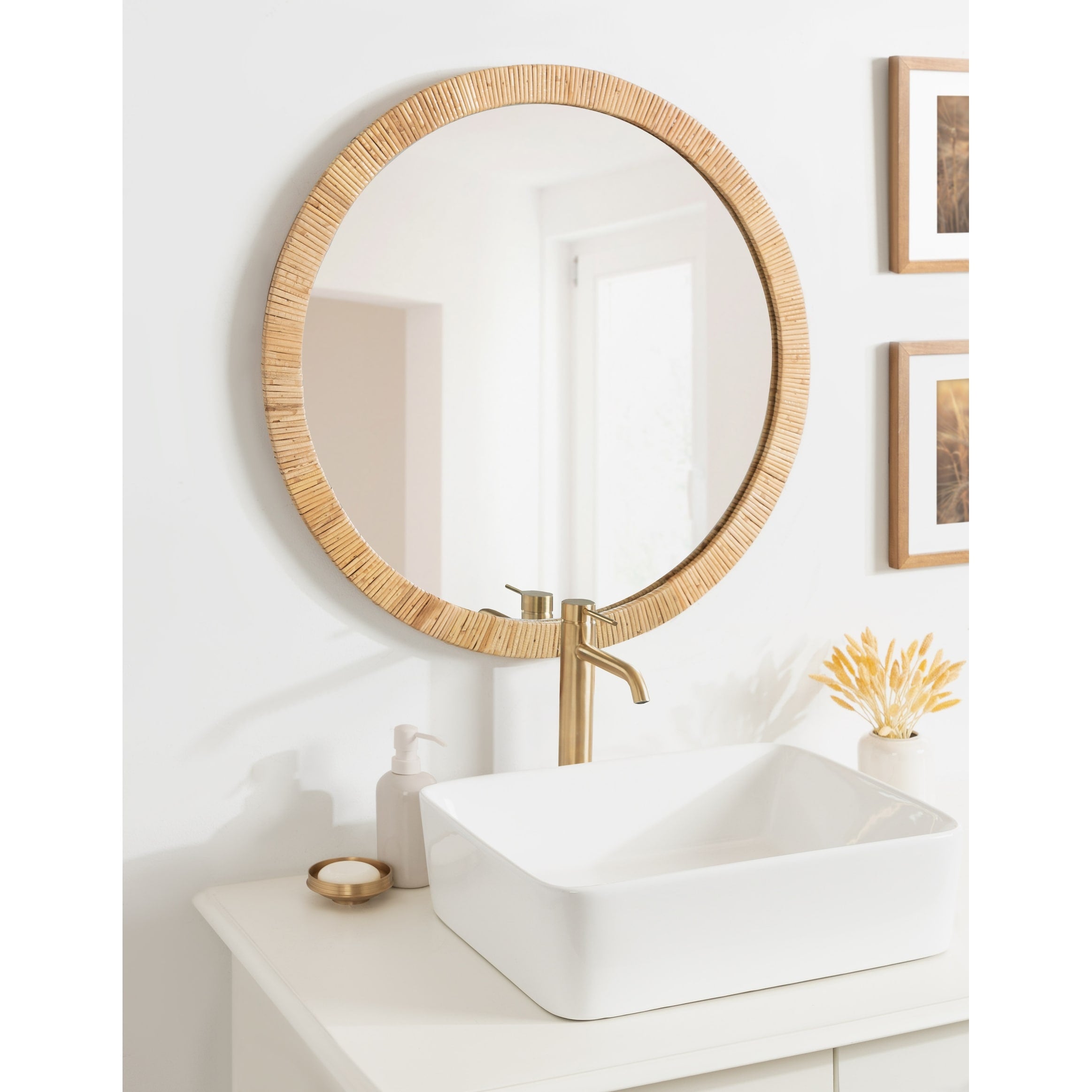 Kate and Laurel Rahfy Framed Wall Mirror - 28 Diameter