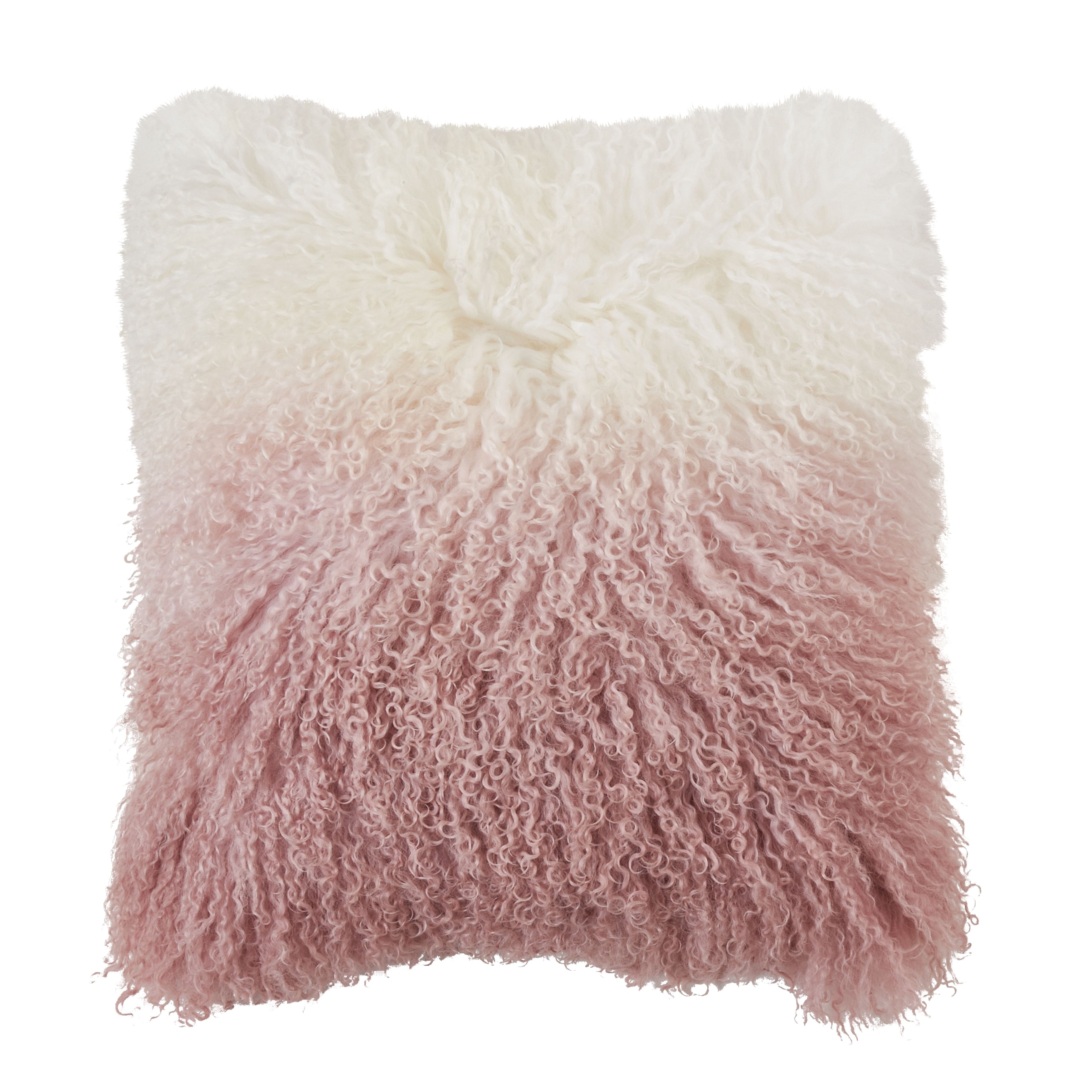 Mongolian Lamb Fur Ombre Throw Pillow