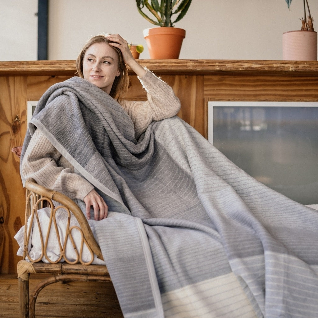 Ibena Oversized Jacquard Woven Blanket Throw in Three Colors