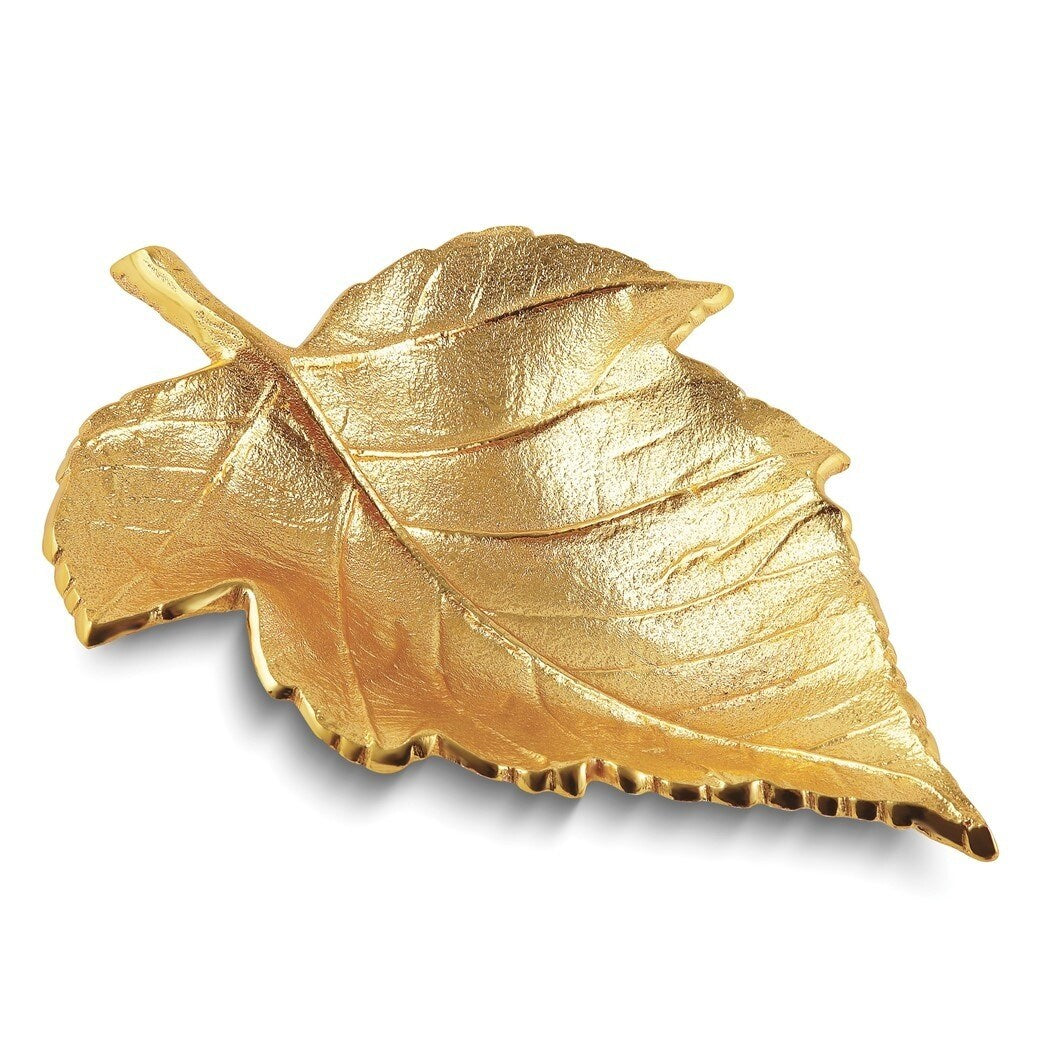 Curata Large Gold-Tone Aluminum Maple Leaf Tray