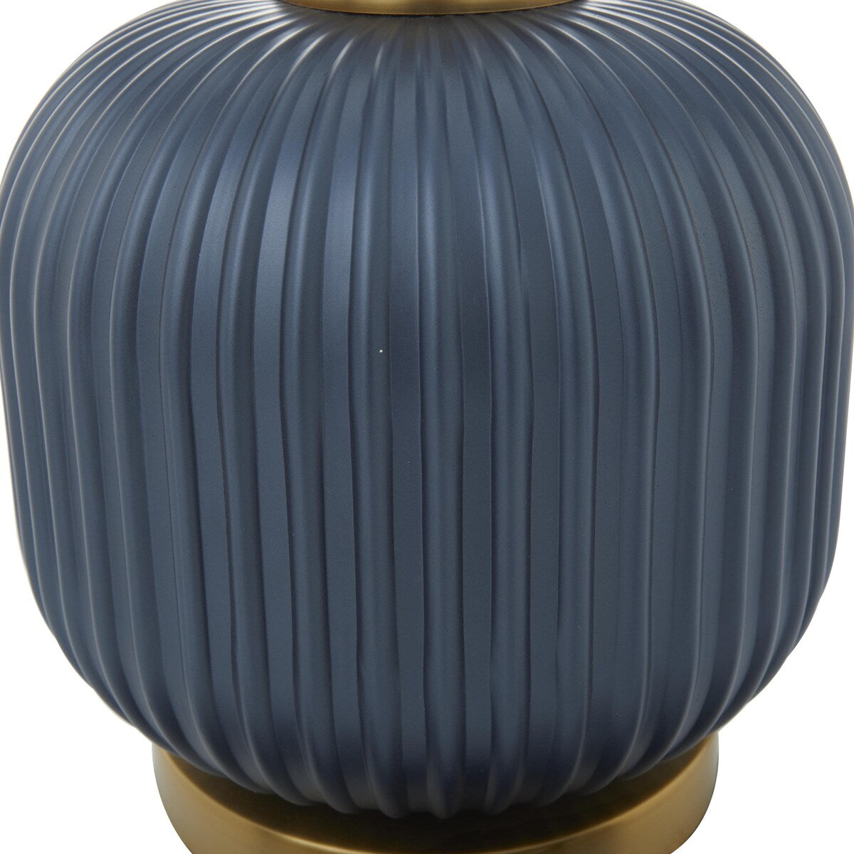 Fabric or Glass Ribbed Room Table Lamp with Velvet Shade and Gold Accents - Blue - Roche River Decor