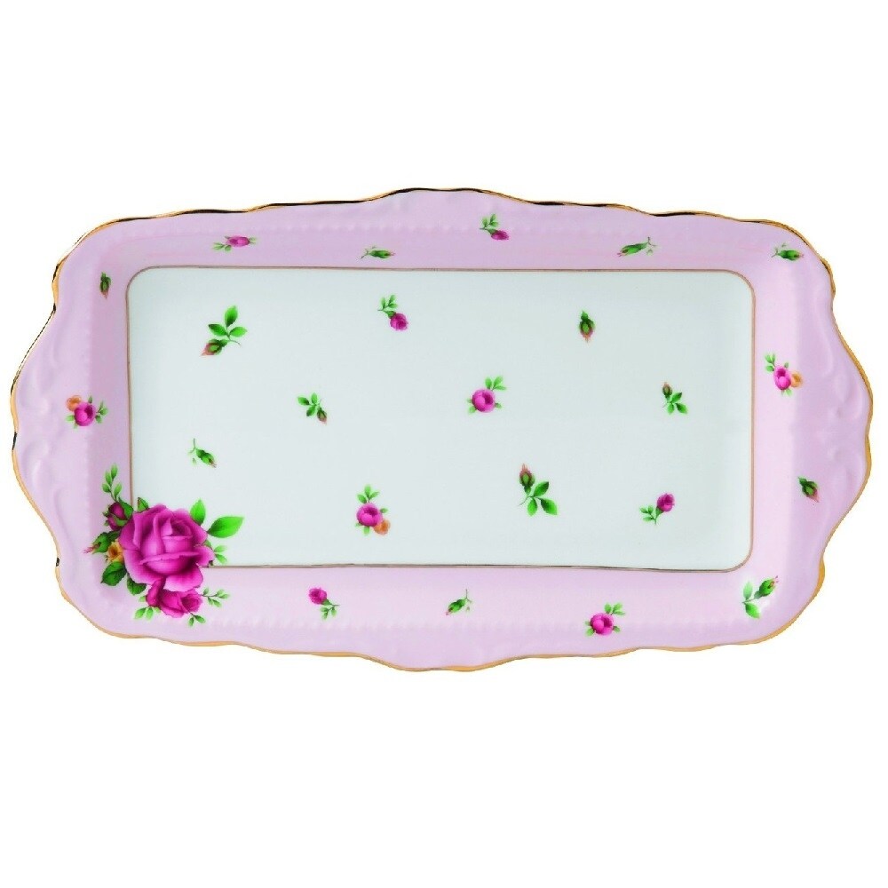 Royal Albert Country Roses Vintage Rectangular Serving Tray - Pink - 11 x 5 x 2