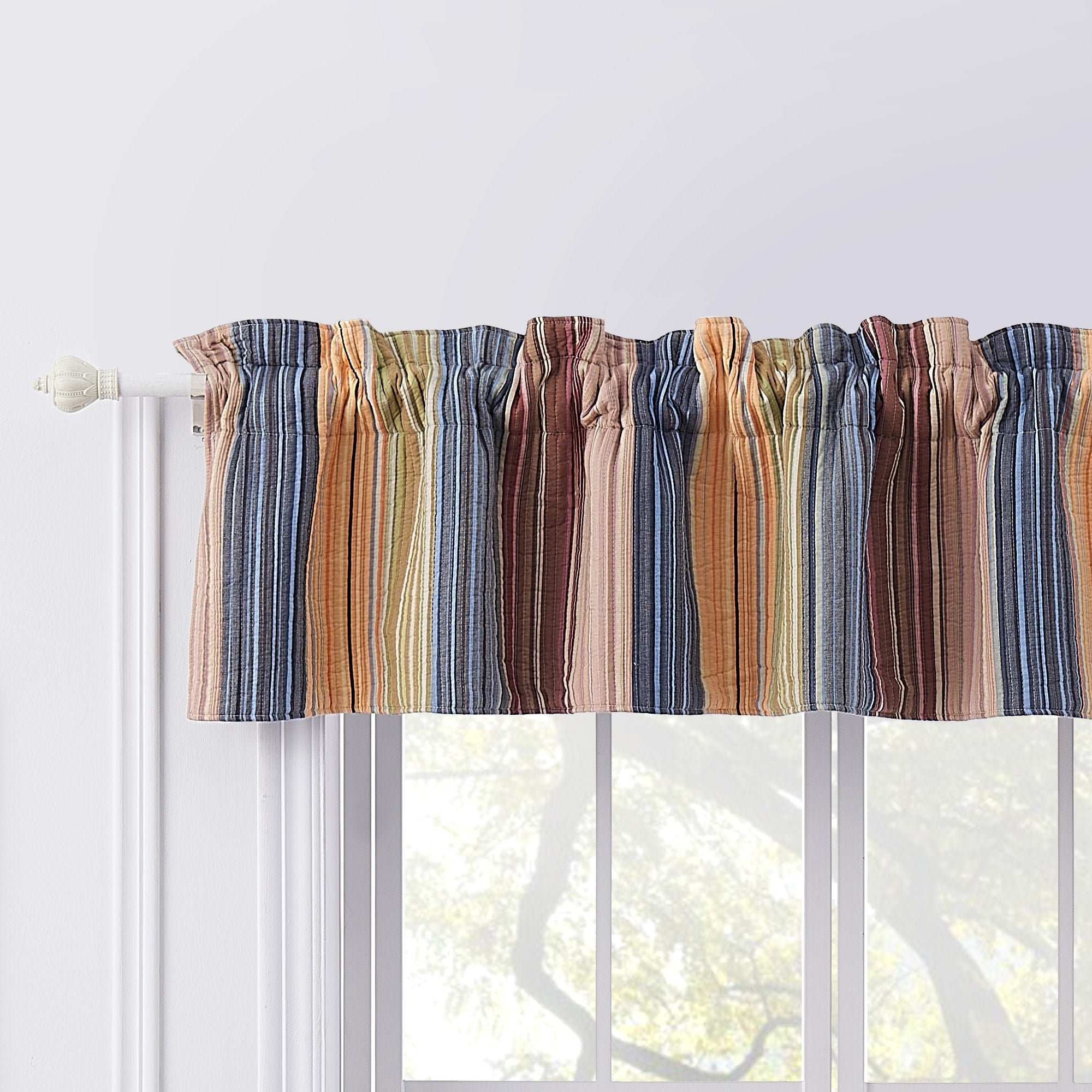 Greenland Home Fashions Katy Multi Striped Quilted Reversible Valance