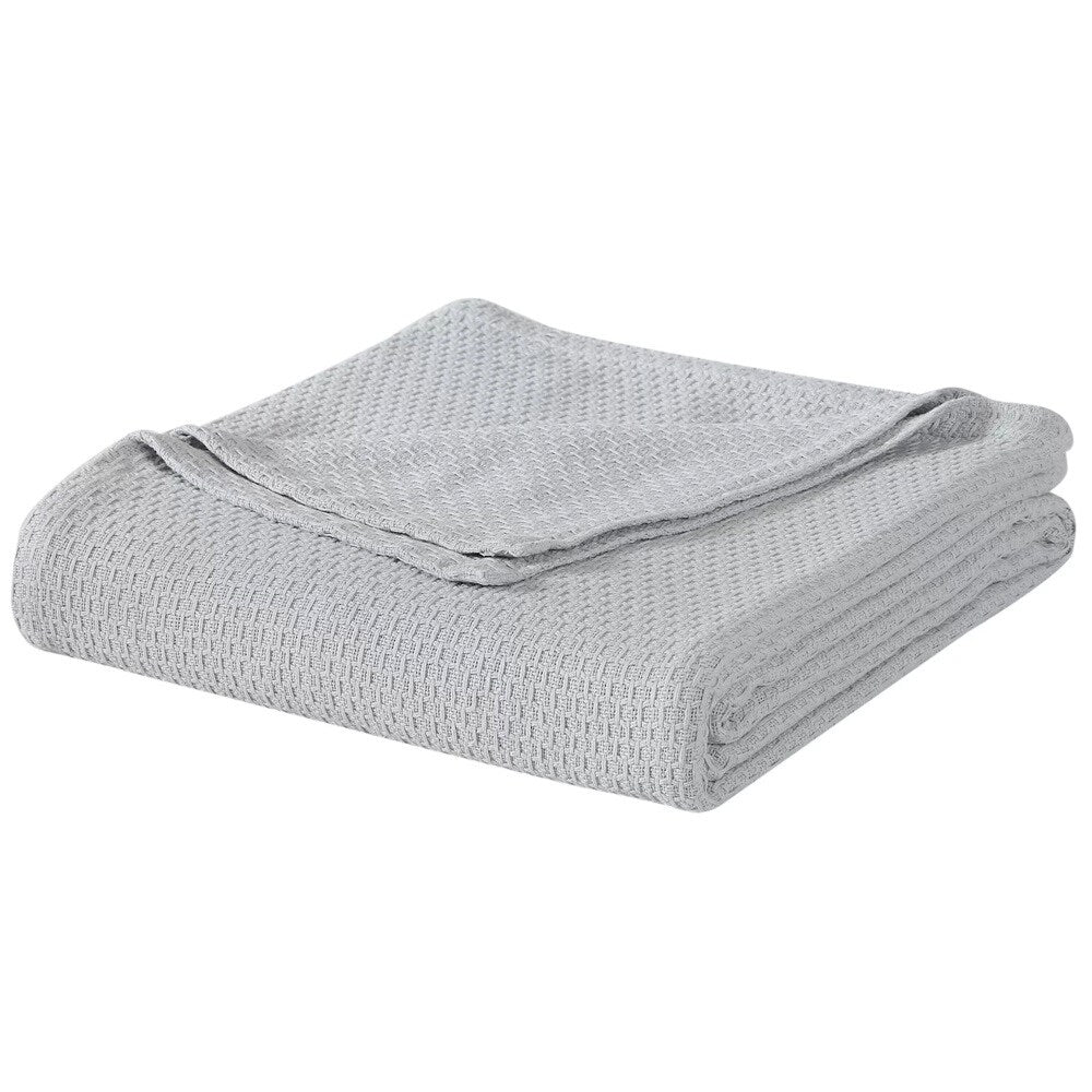 Homvare Full/Queen Super Soft Cotton Basket Weave Blanket/Throw 90 x 90