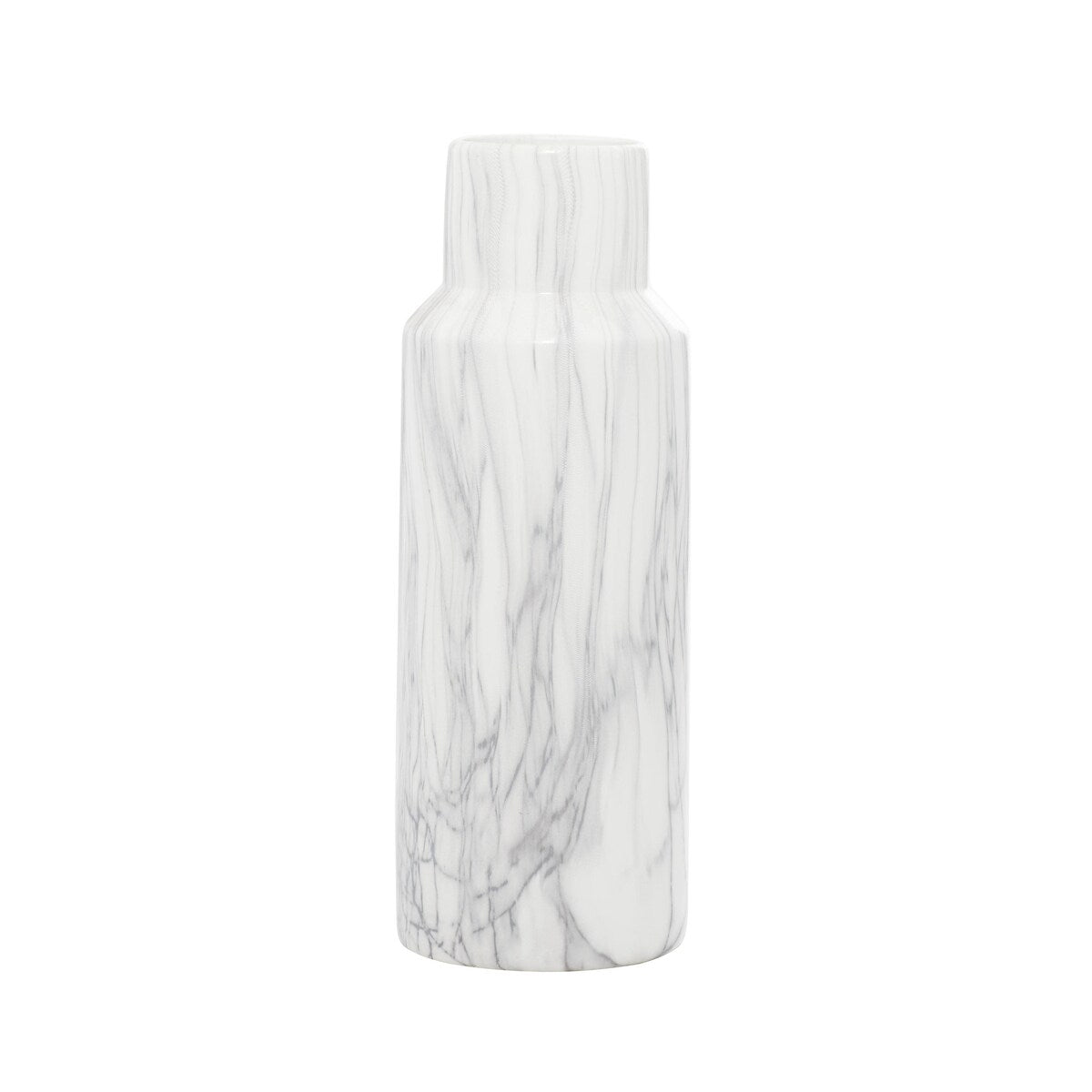 Ceramic Faux Marble Decorative Vase - White - Roche River Decor