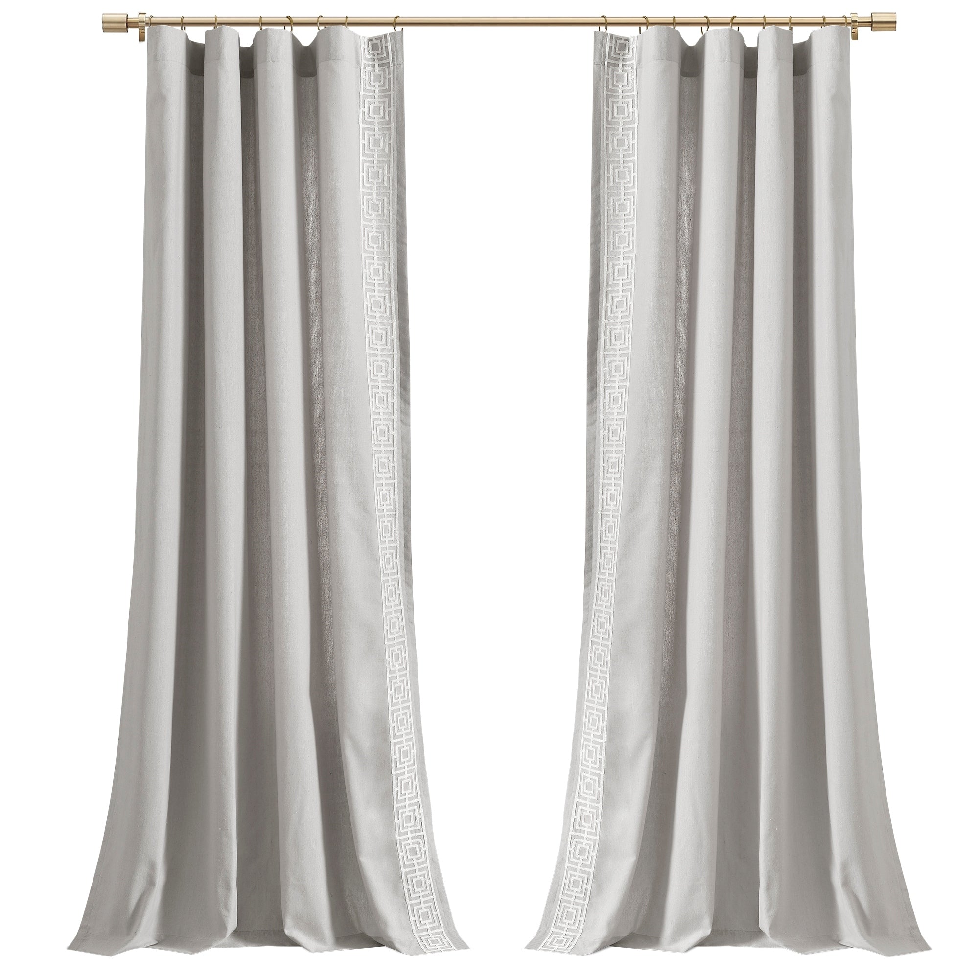 Lush Decor Luxury Modern Square Embroidery Border Window Curtain Panels