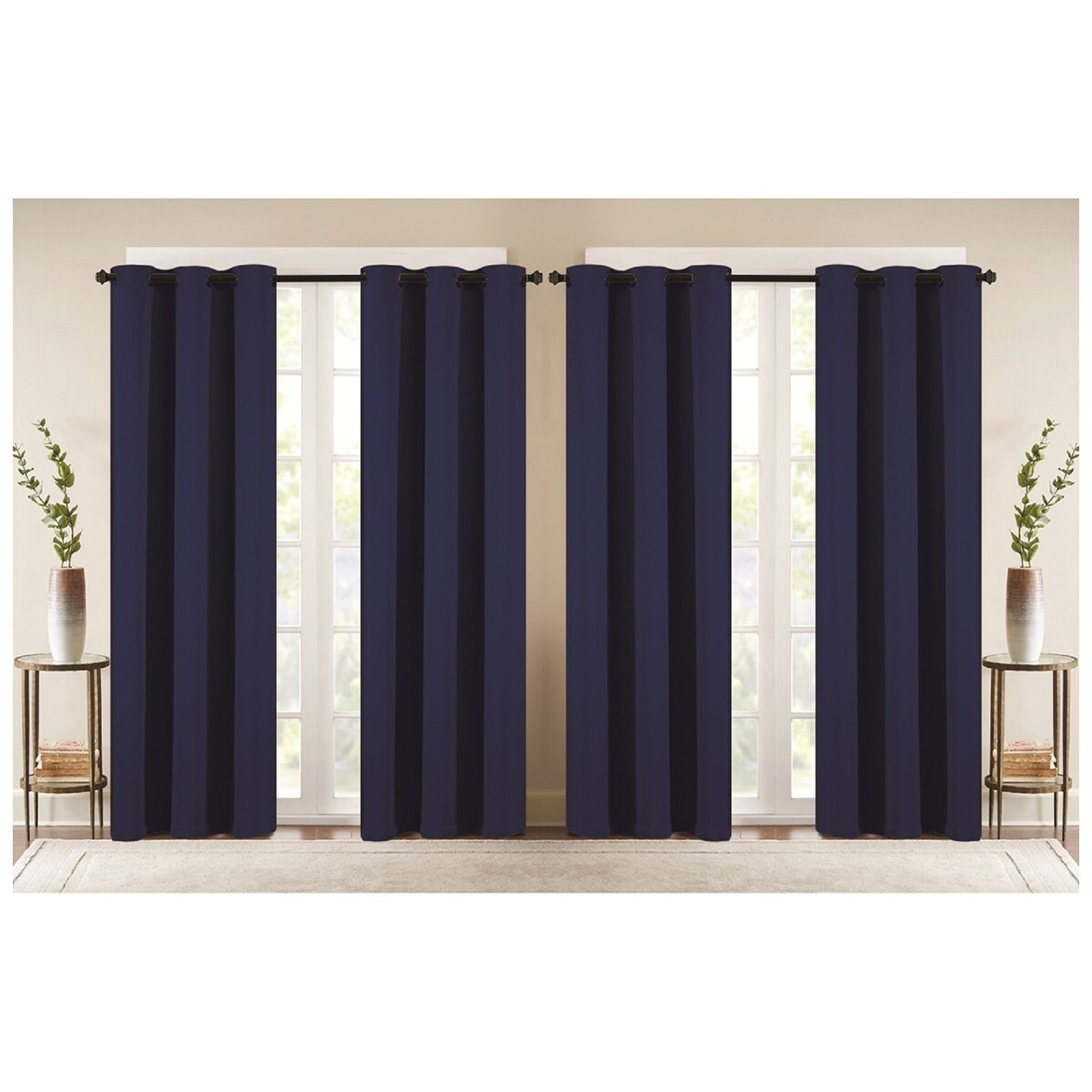 J&V Textiles 4 Panels Room Darkening Thermal Insulated Blackout Grommet Window Curtain Panels for Living Room - 38X84