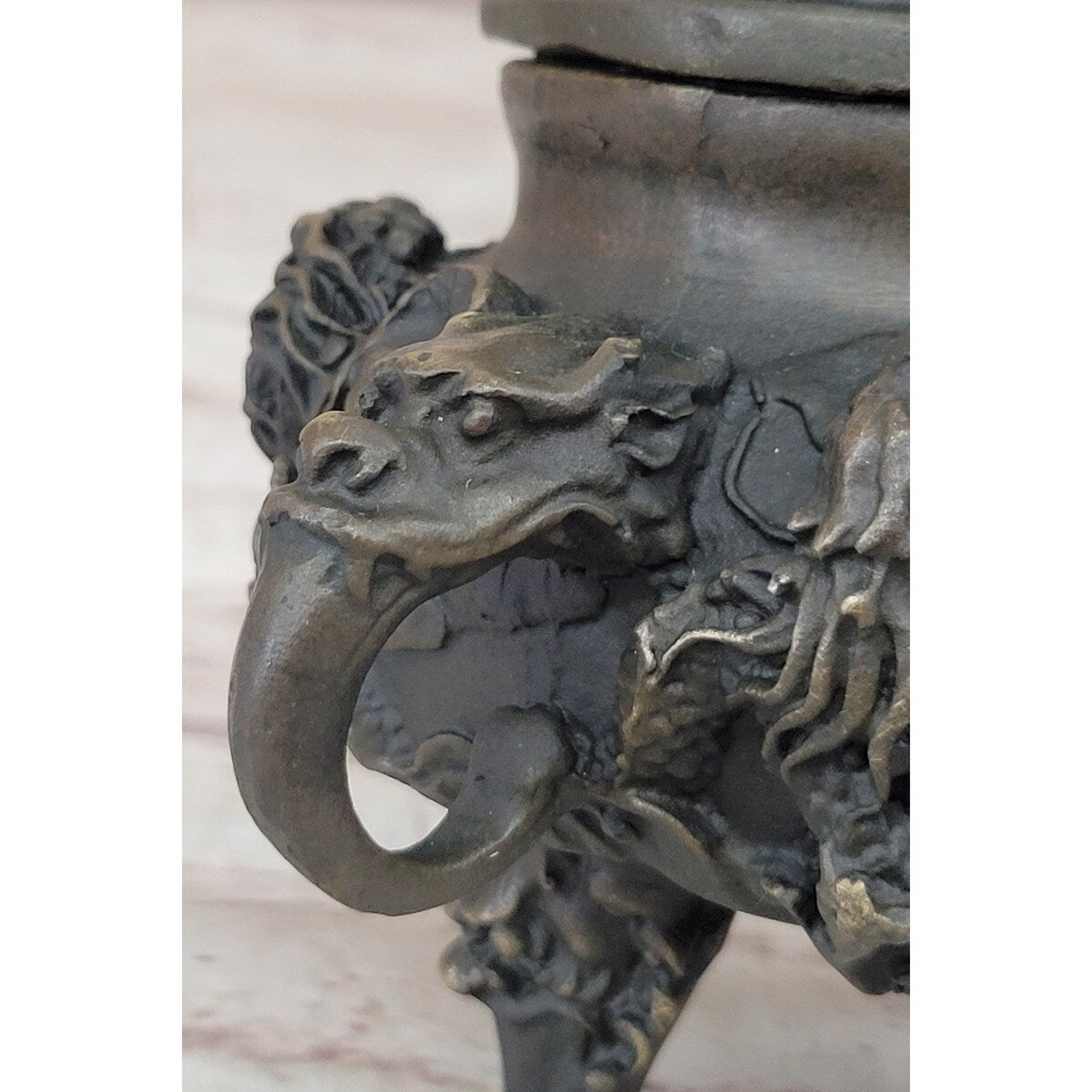 Hot Cast Bronze Dragon Incense Burner Mythical Sculpture Handmade Original Art