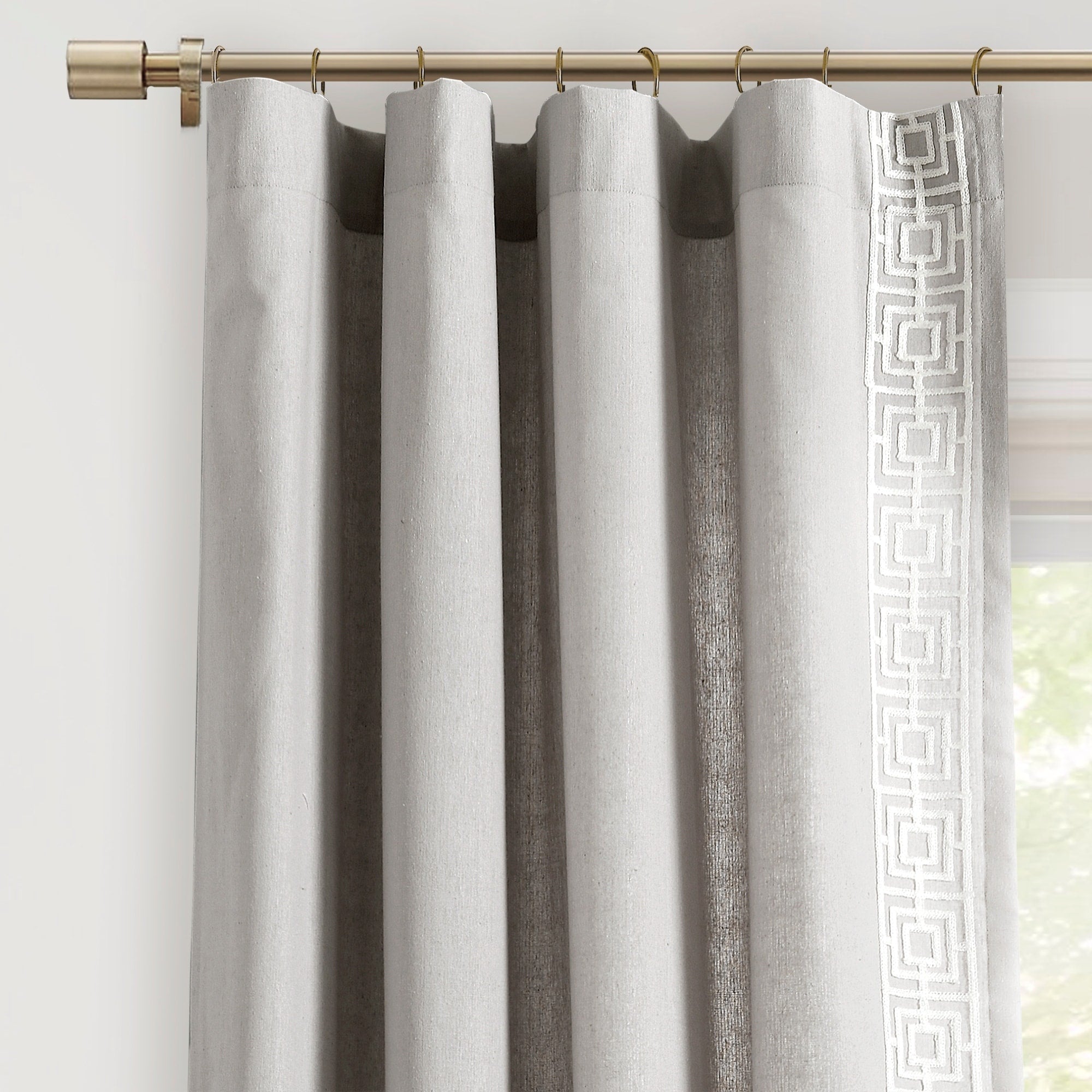 Lush Decor Luxury Modern Square Embroidery Border Window Curtain Panels