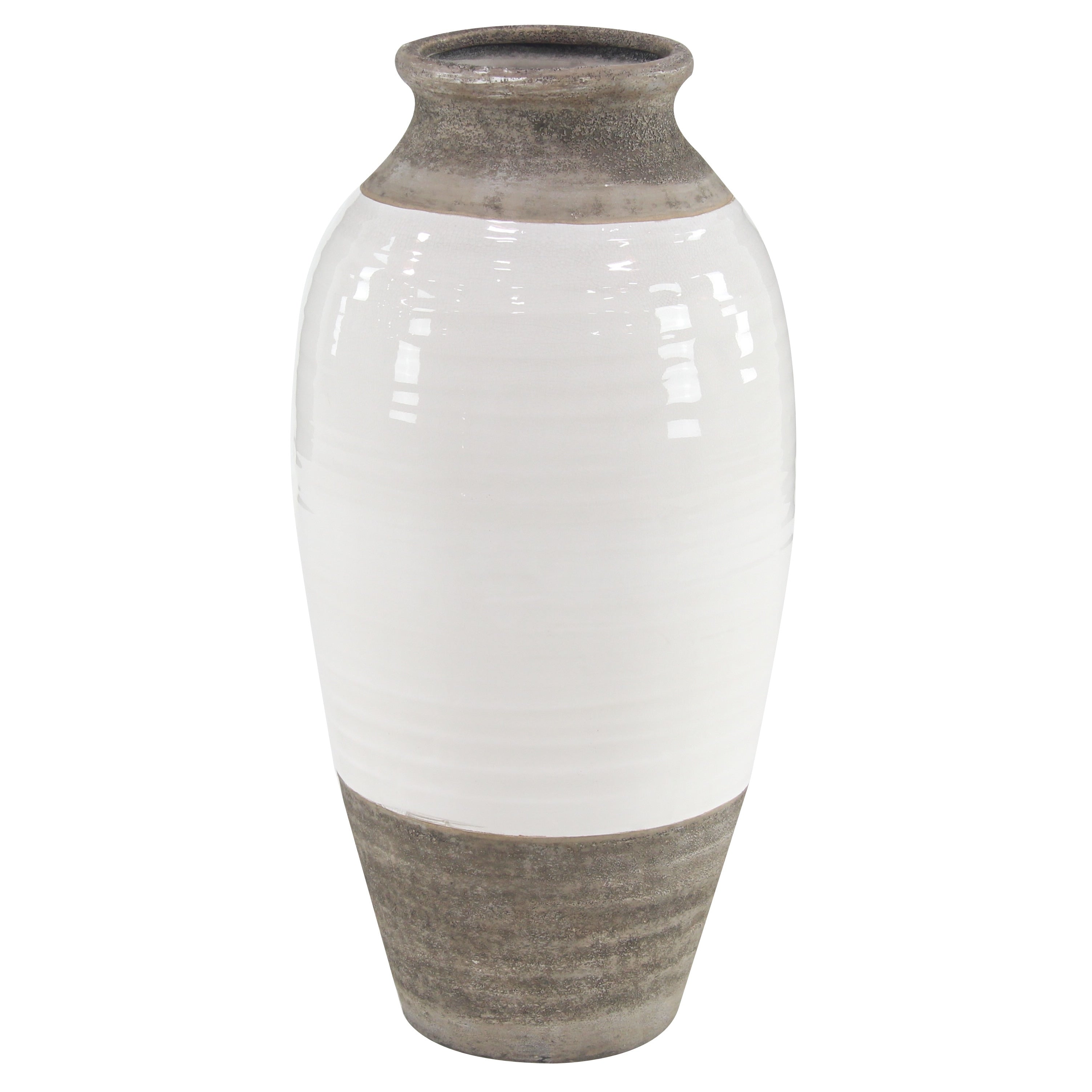 Gray Ceramic Vase with White Body