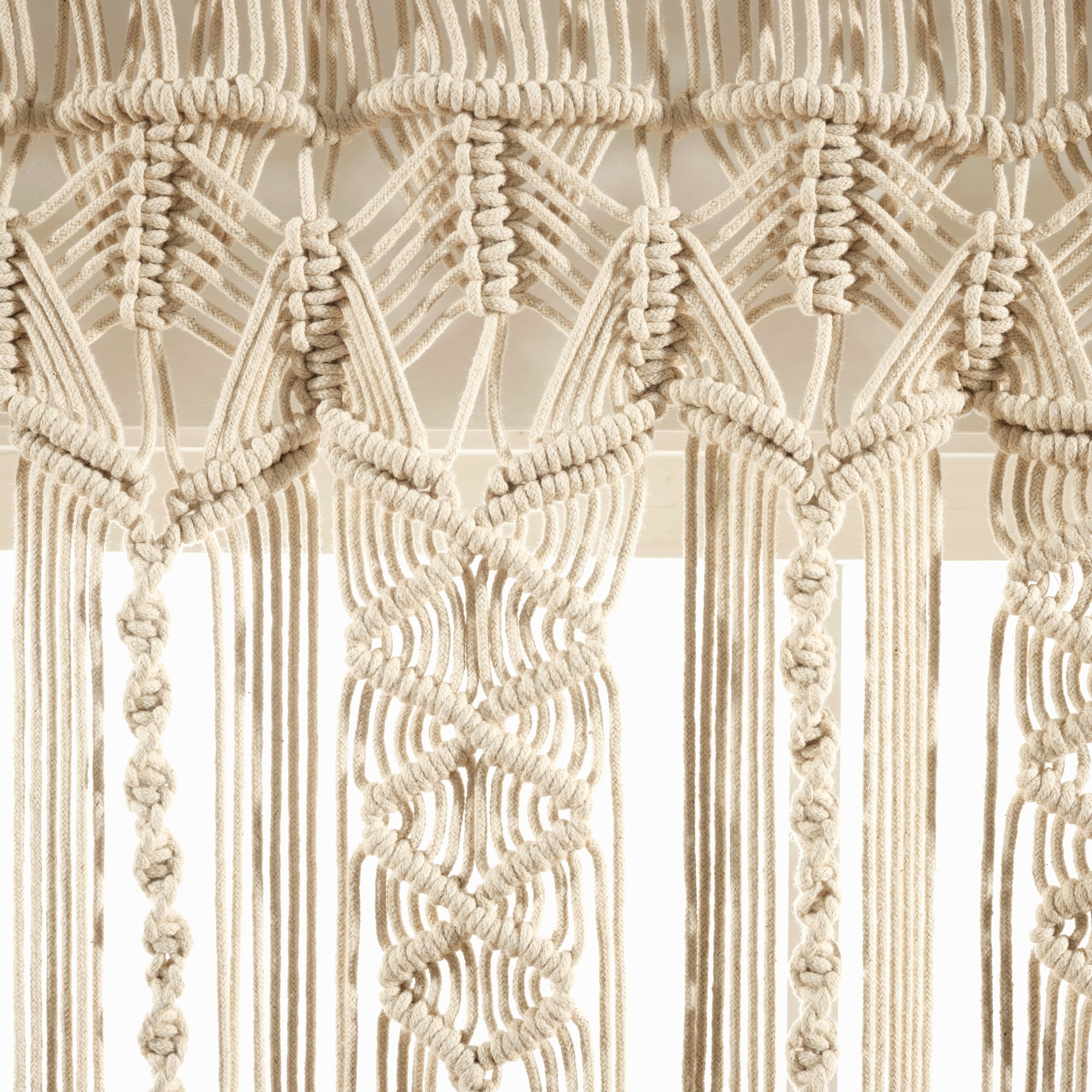 Lush Decor Boho Macrame Textured Cotton Valance/Kitchen Curtain/Wall Decor