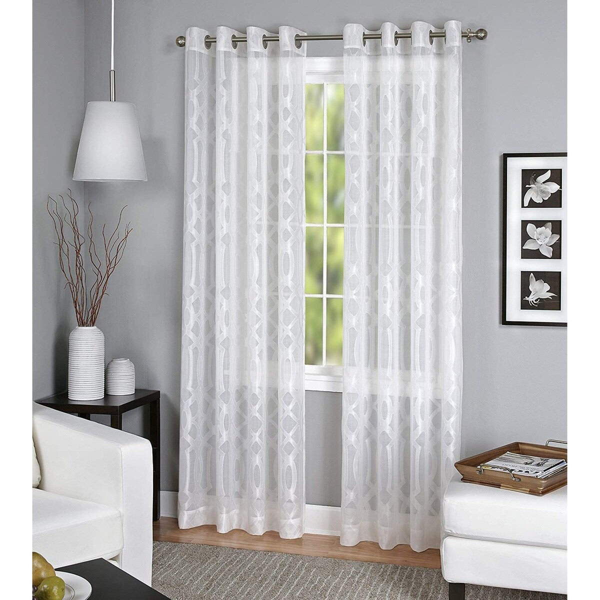 Elrene Home Fashions Latique Sheer Curtain 52 x 84 White - 52 X 84