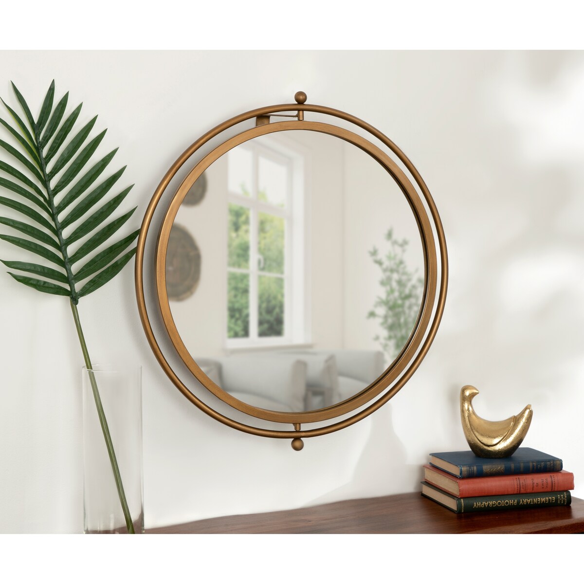 Kate and Laurel Baron Rustic Pivot Mirror, 21 Diameter, Raw Iron