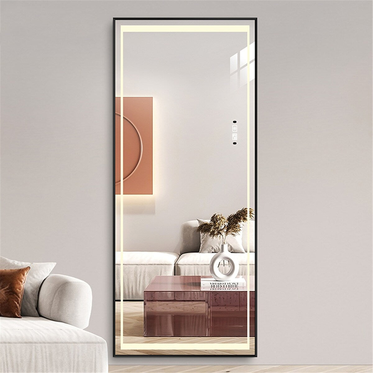 Full Length Mirrors Intelligent Human Body Induction Mirror LED Aluminum Floor Mirrors Stand Full Body Dressing Room Hotel