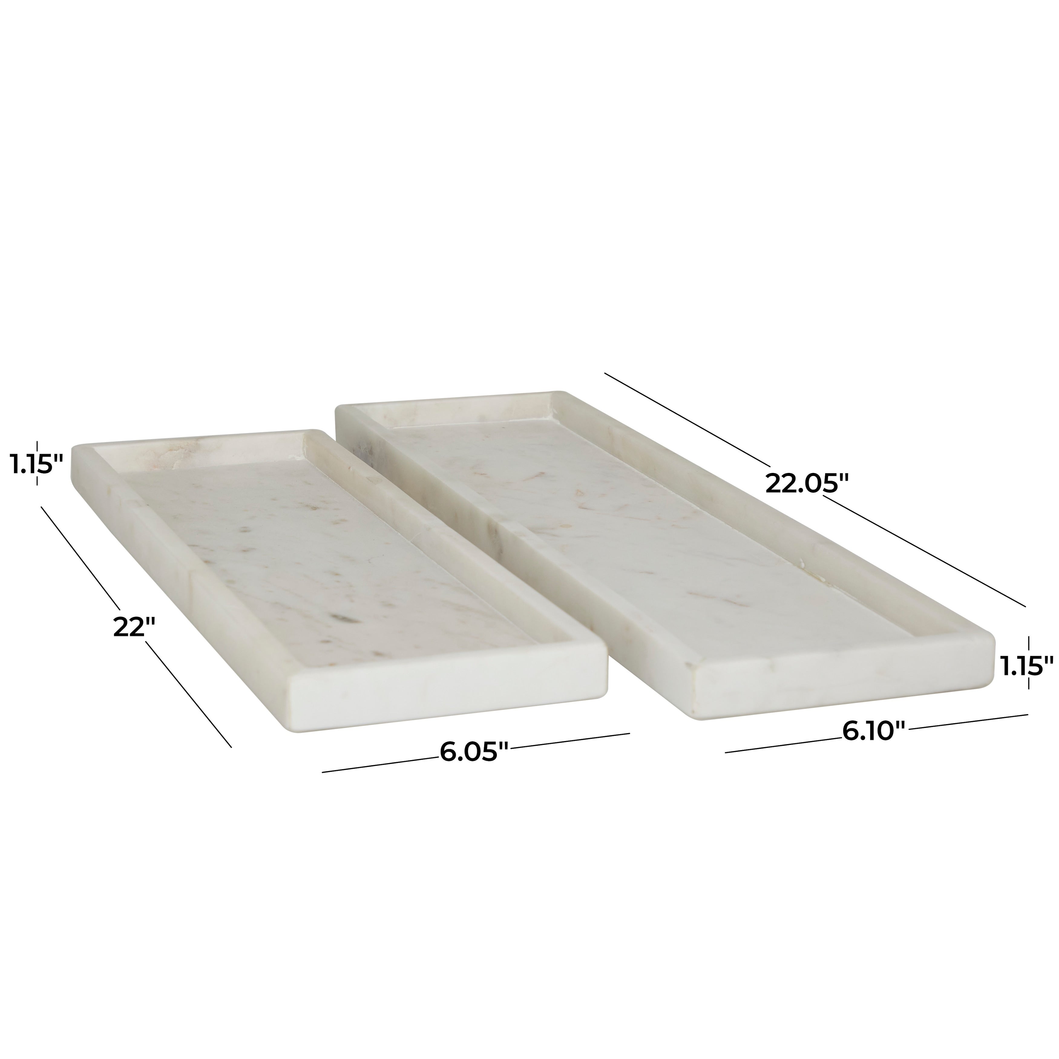 CosmoLiving by Cosmopolitan Marble Tray with Raised Border (Set of 2) - White, Black, Green