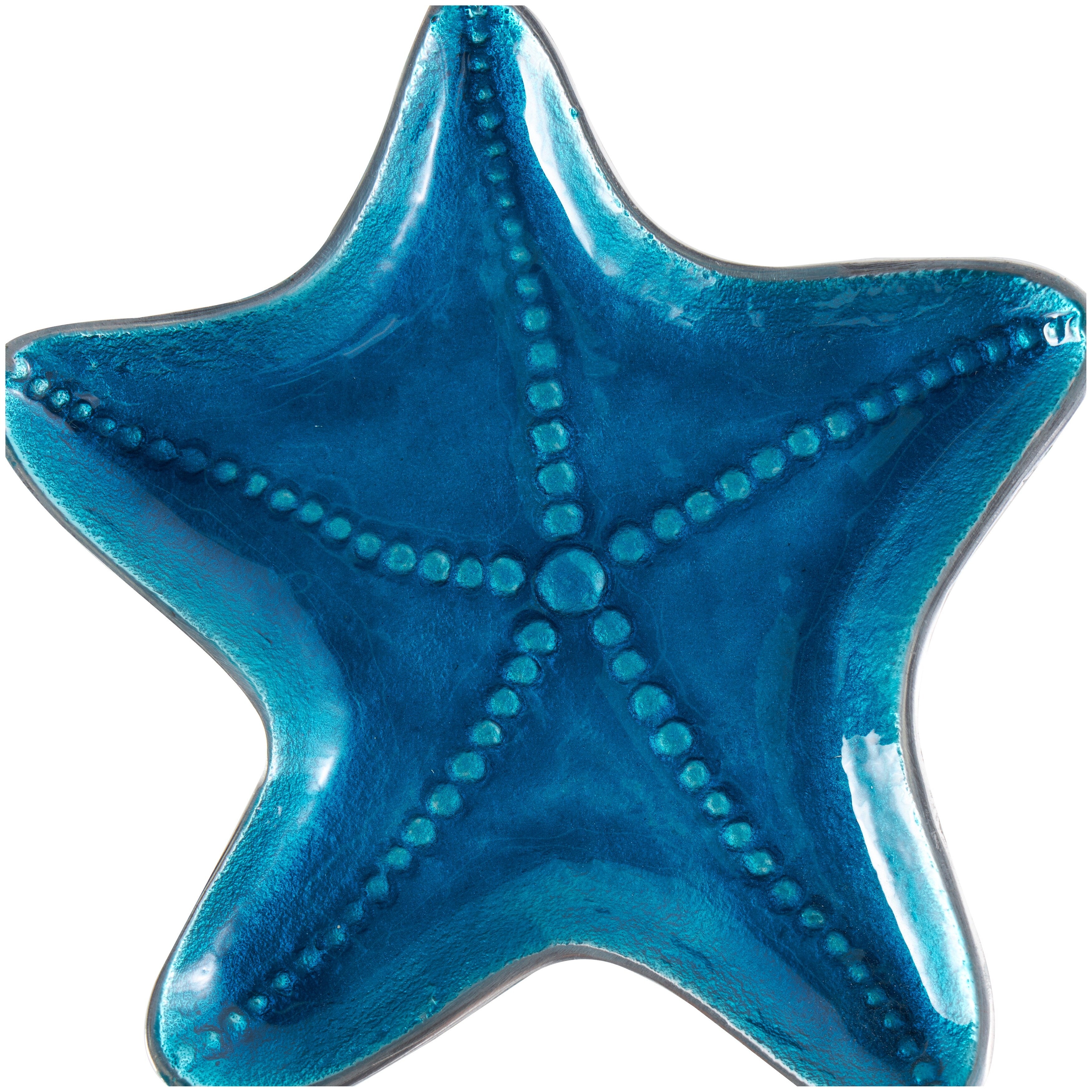 Multi Colored Aluminum Metal Handmade Enameled Starfish Decorative Bowl with Bubble Design and Silver Bases (Set of 3)