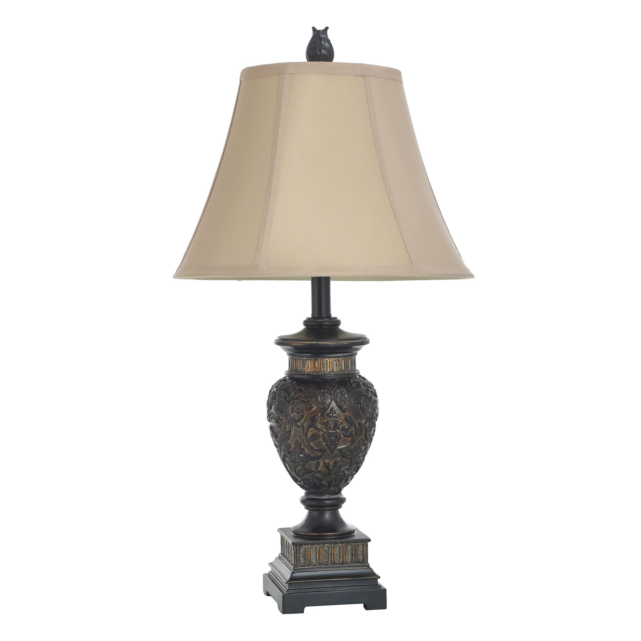 StyleCraft Passo Ambrose Table Lamp - Dark Brown/Bronze Finish - Cream Fabric Shade