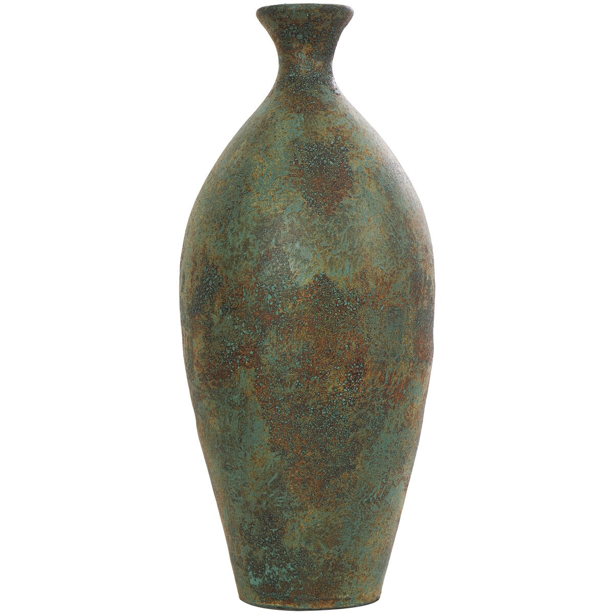 Ceramic Tall Distressed Antique Style Decorative Vase - Green - Roche River Decor