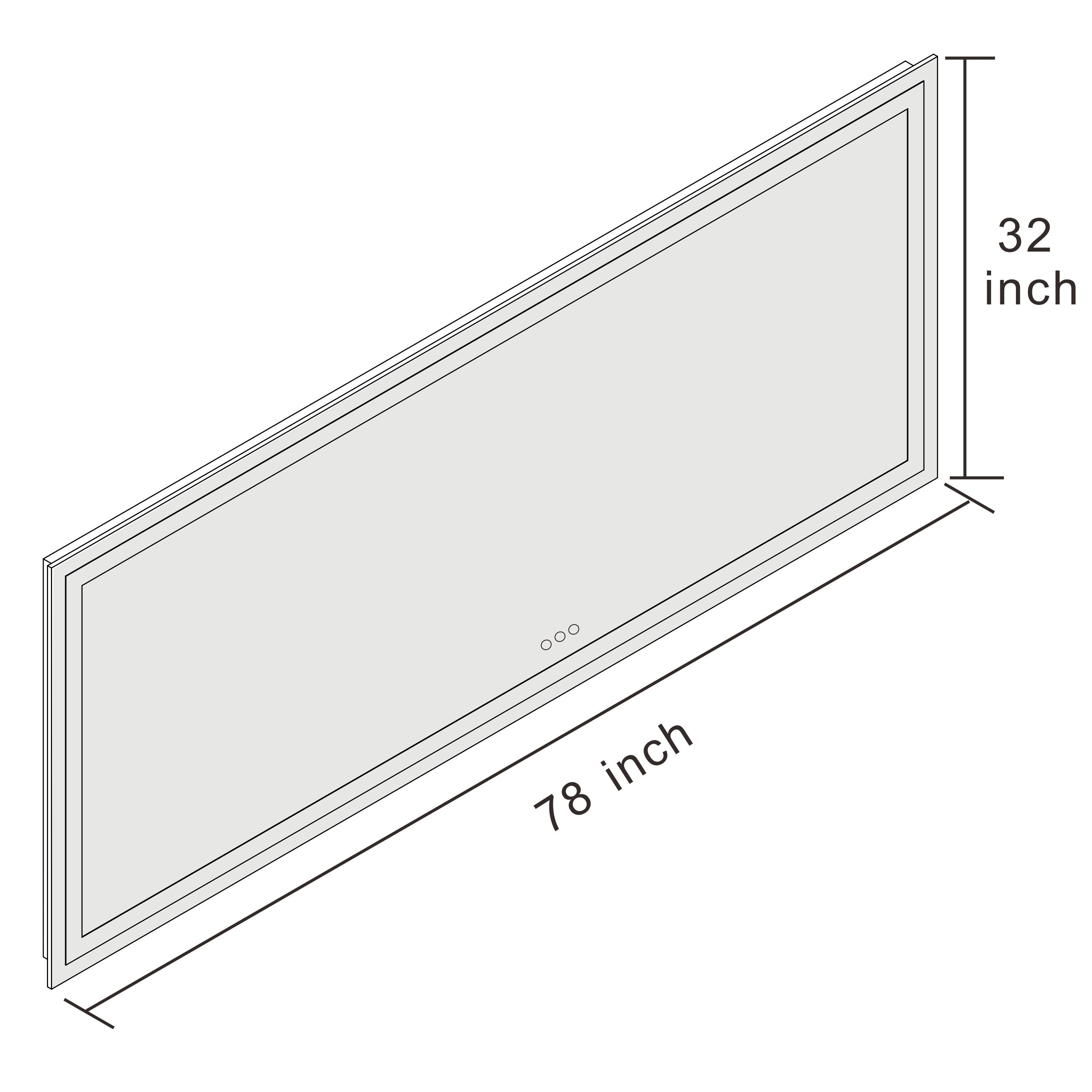 Large Rectangular Frameless Anti-Fog LED Light Wall Mounted Bathroom Vanity Mirror in White - N/A