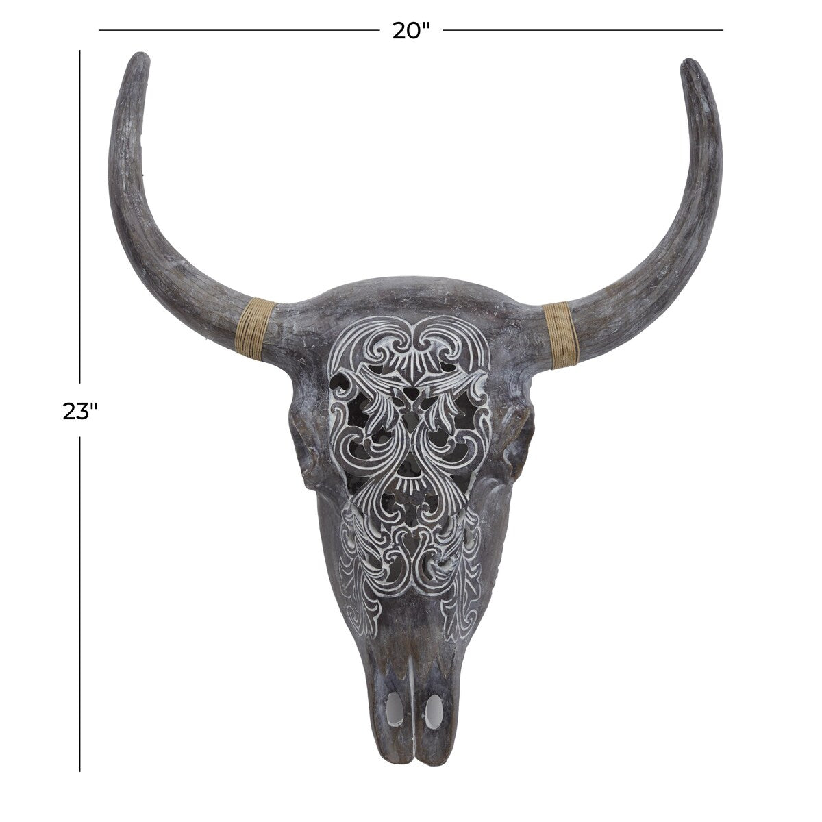 Polystone Bull Skull Home Wall Decor - Gray or Brown - Roche River Decor