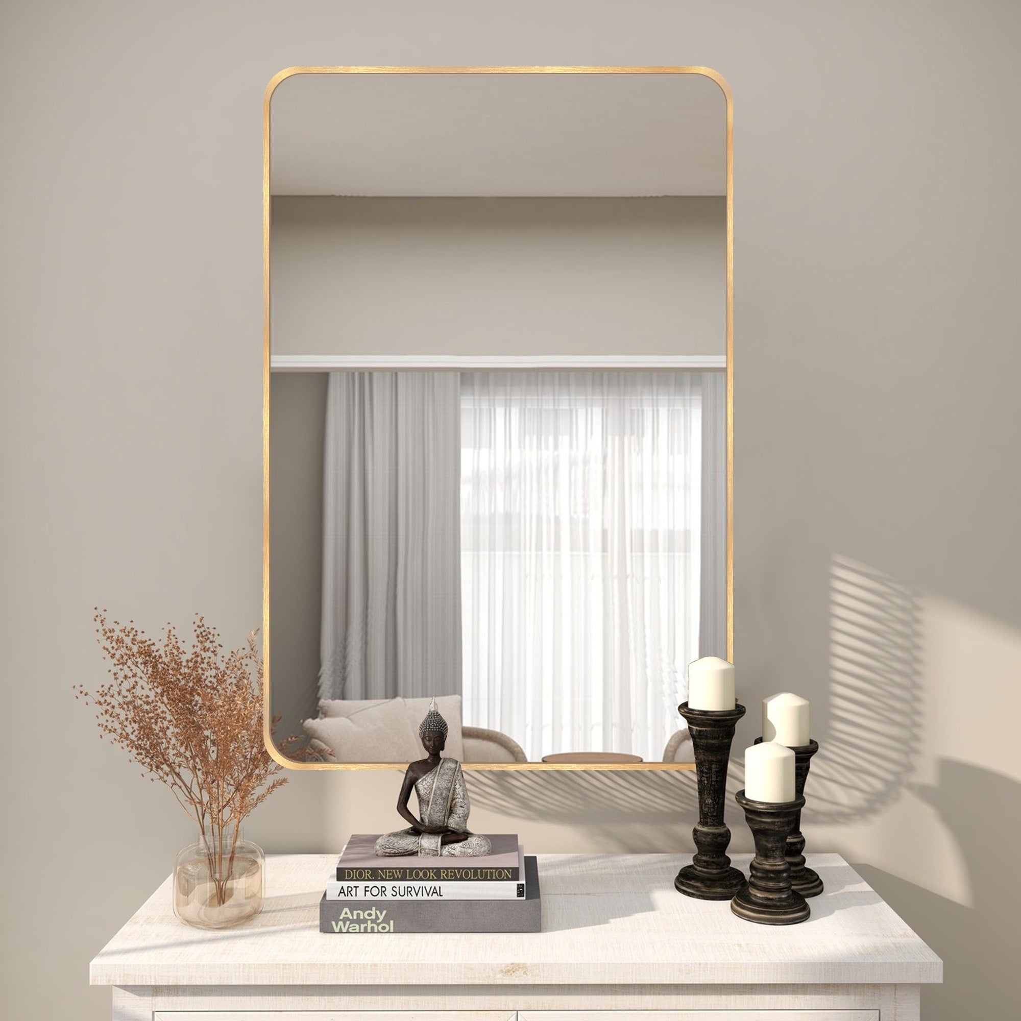 Wall Mount Bathroom Rectangle Vanity Mirror (Horizontal/Vertical)