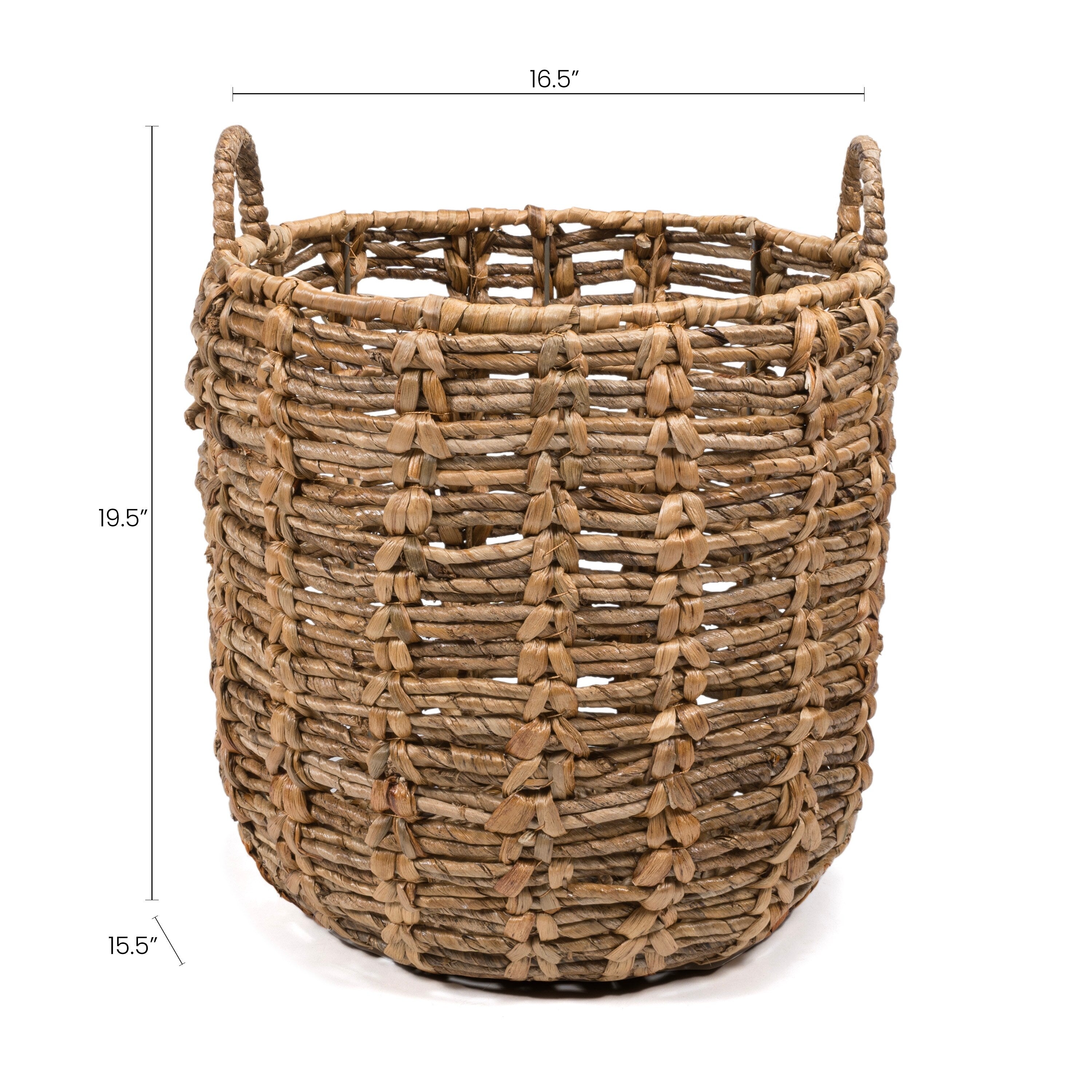 happimess Laurel Bohemian Hand-Woven Abaca Basket with Handles, Natural