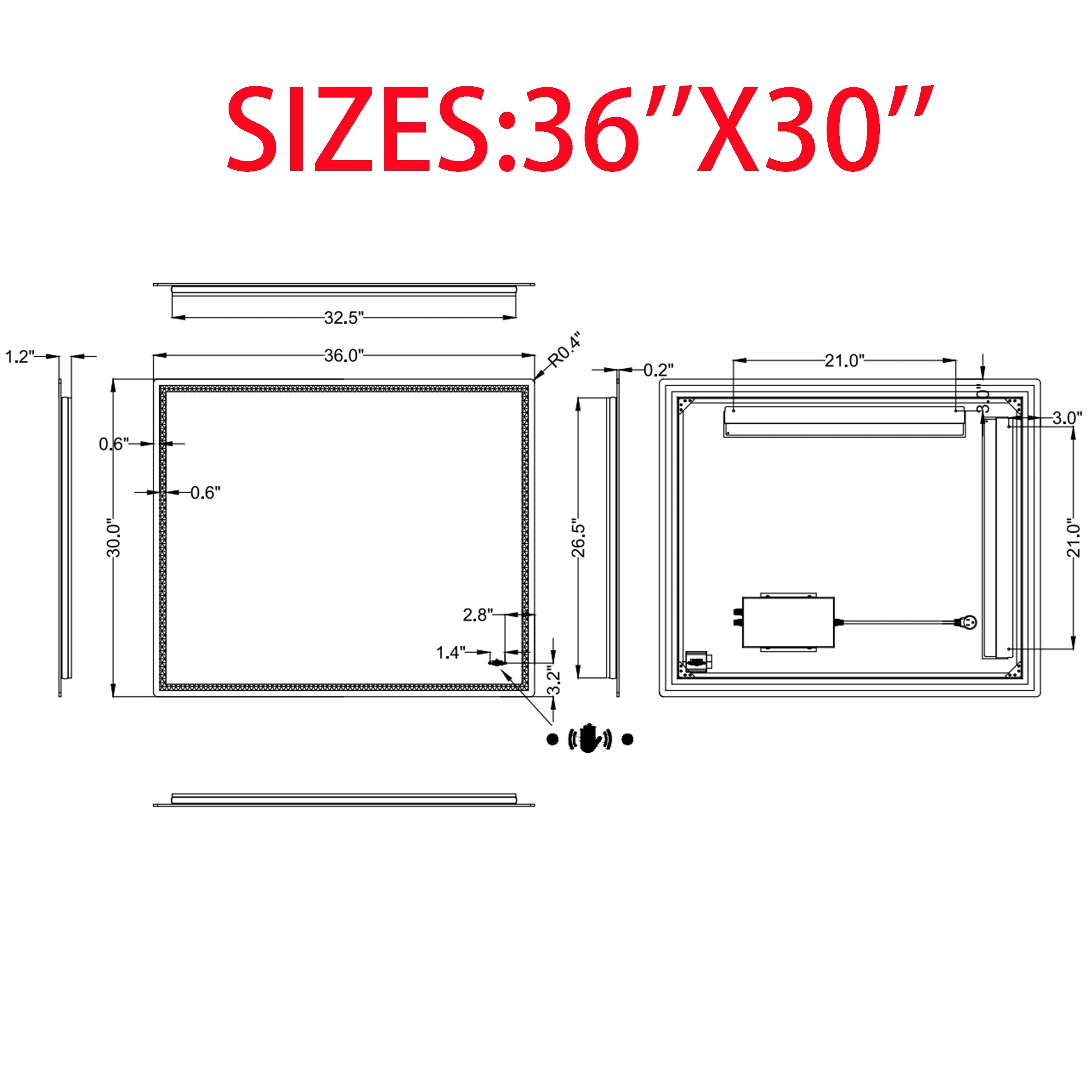 CB HOME Lighted Bathroom Vanity Mirror, LED Wall Mounted Mirror, Gesture Control Smart Lighted Mirror, Dimmable, Frameless