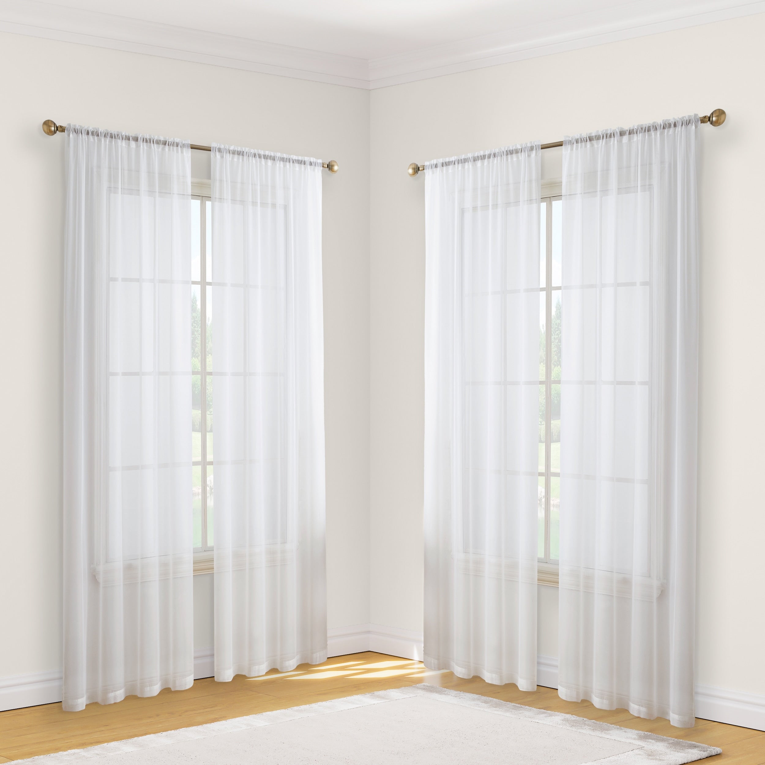 HLC.me Geneva Sheer Voile Window Treatment Rod Pocket Curtain Panels Bedroom and Living Room (Set of 4)