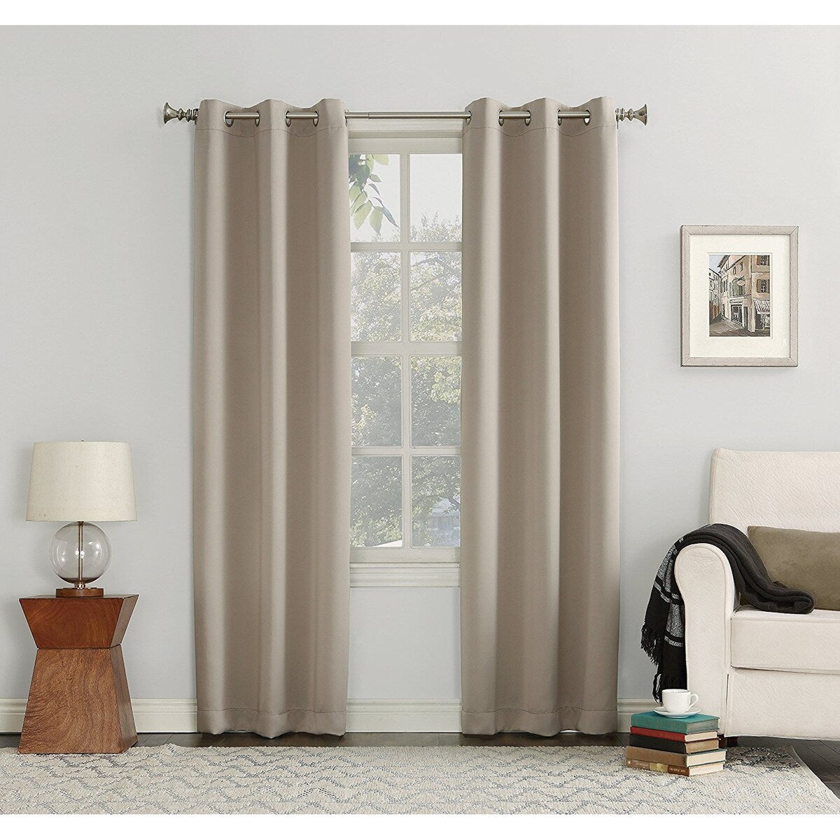 Sun Zero Easton Blackout Energy Efficient Curtain Panel, 40 x 63, Stone - 40x63