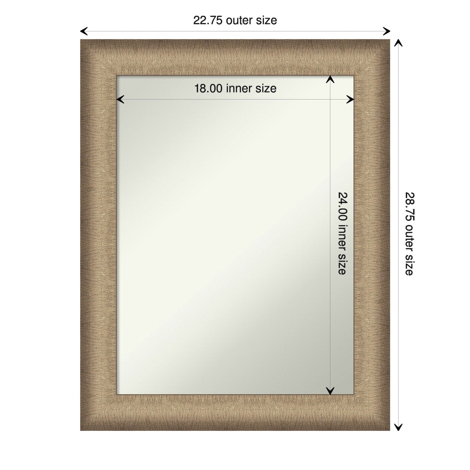 Non-Beveled Bathroom Wall Mirror - Elegant Brushed Bronze Frame