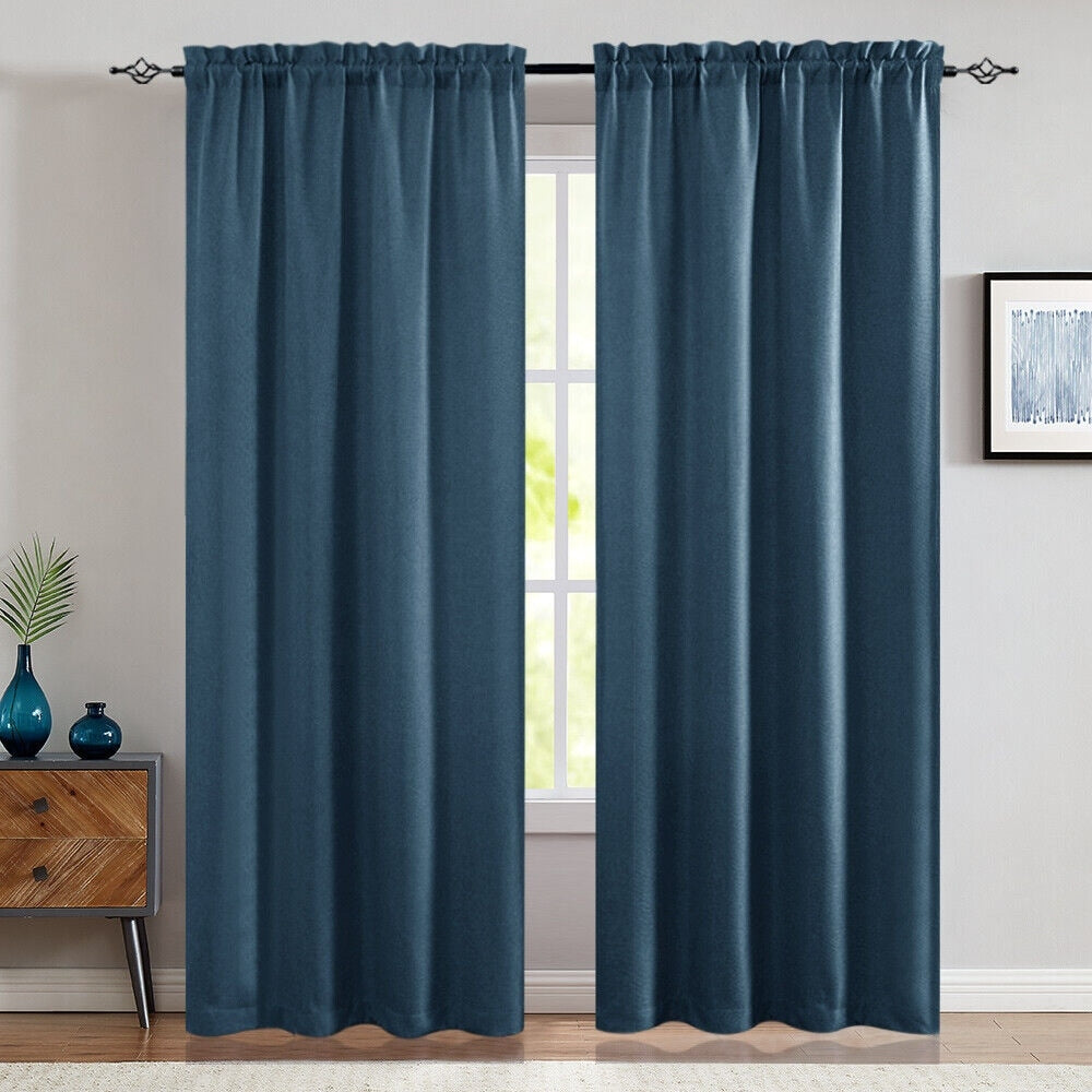 2 Pcs 2.5 Inch Rod Pocket Insulated Blackout Curtains 40x84