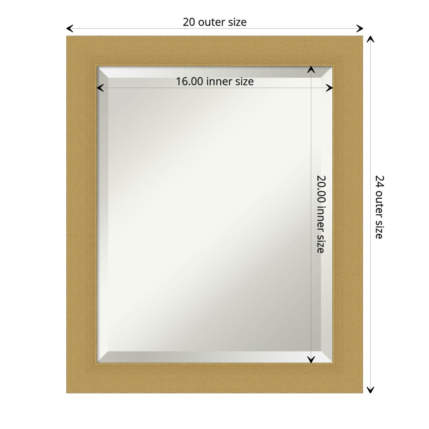 Beveled Bathroom Wall Mirror - Grace Brushed Narrow Frame