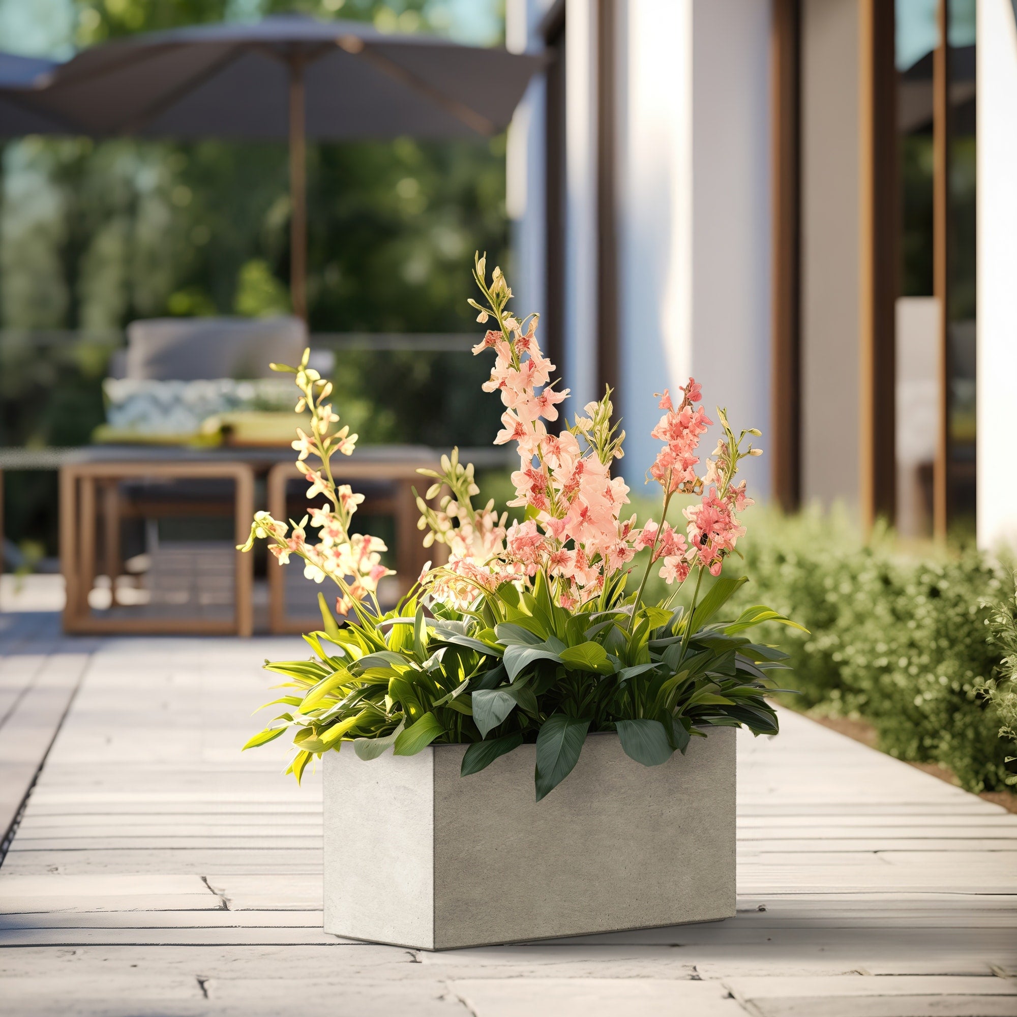 Tall Concrete Rectangle Plant Boxes / Large Indoor and Outdoor Flower Planters