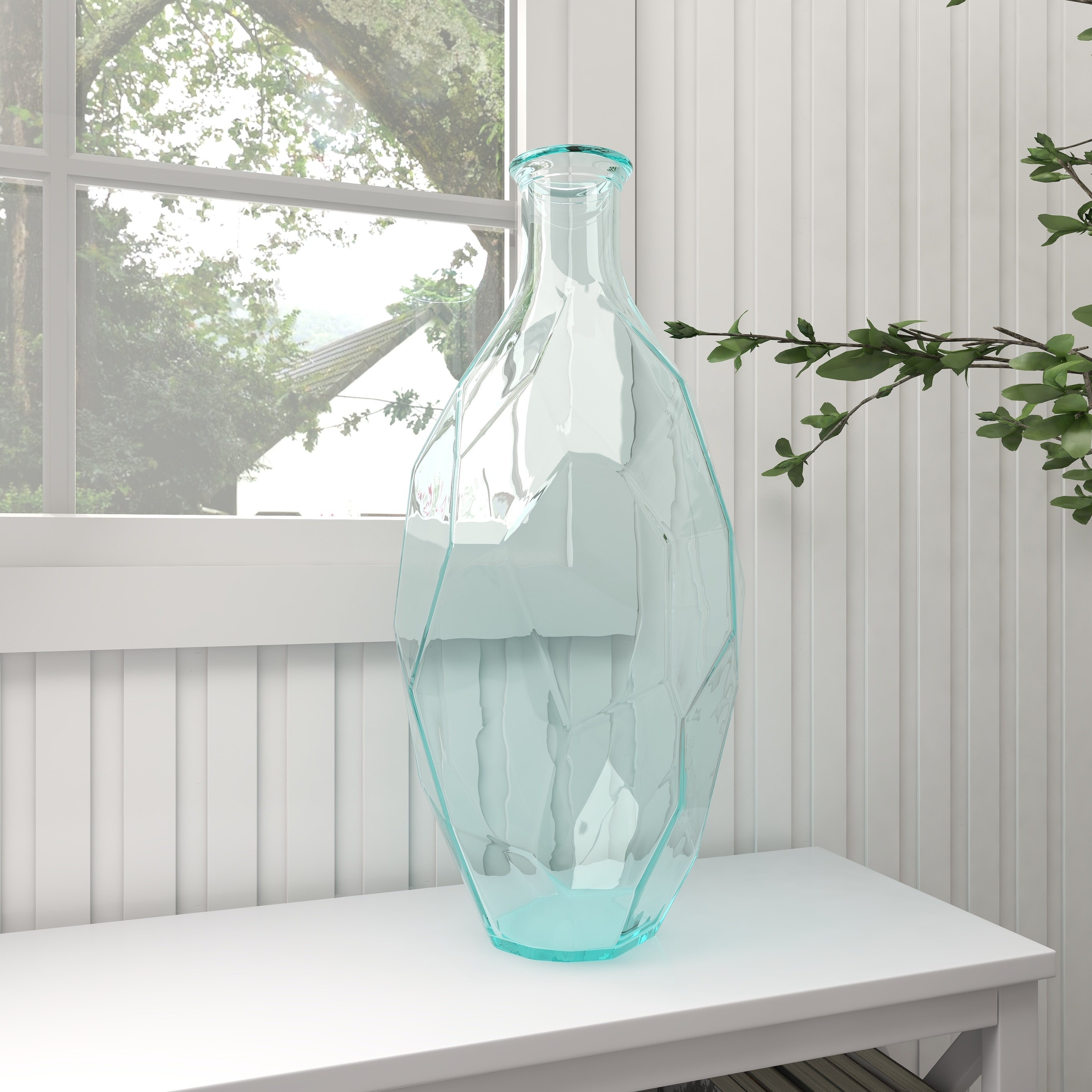 Recycled Glass Bottle Vase Collection Made in Spain - Multiple Sizes - Clear, Blue, Teal, Green