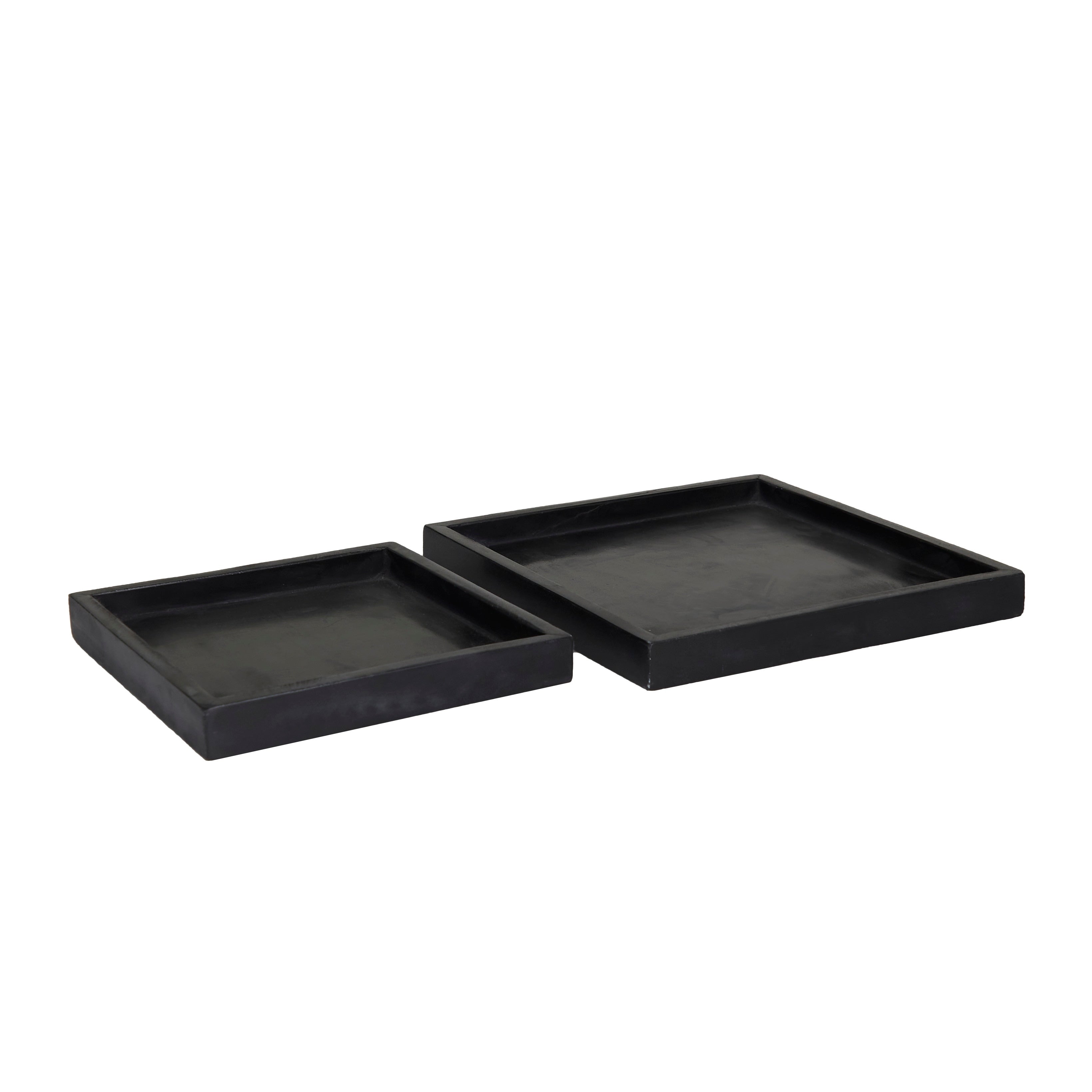 CosmoLiving by Cosmopolitan Marble Tray with Raised Border (Set of 2) - White, Black, Green