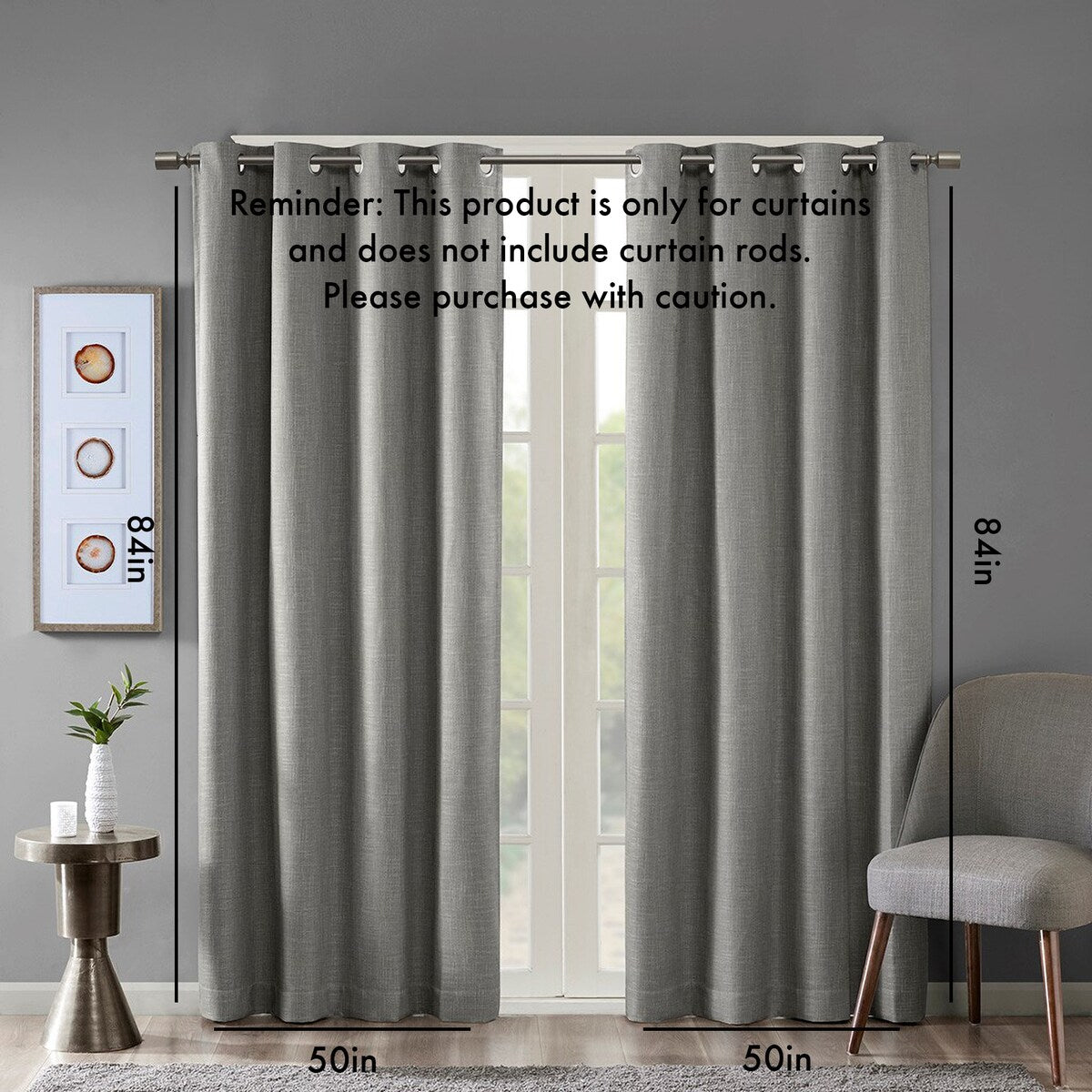 Printed Heathered Blackout Grommet Top Curtain Panel