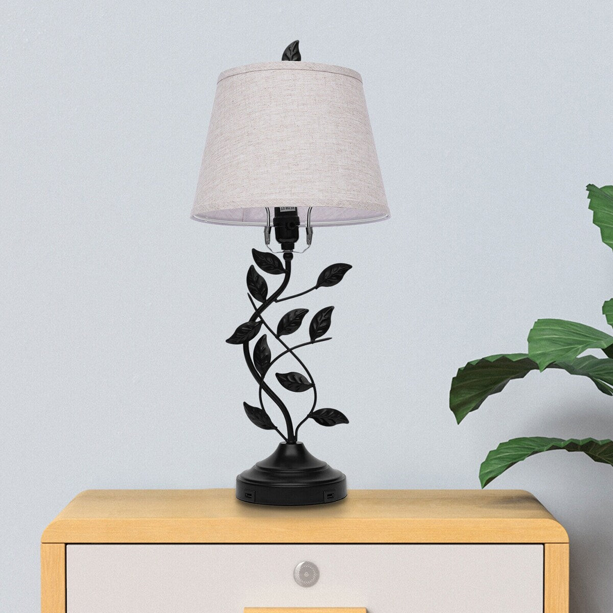 Elegant E26 Table Lamp with Dual USB Ports