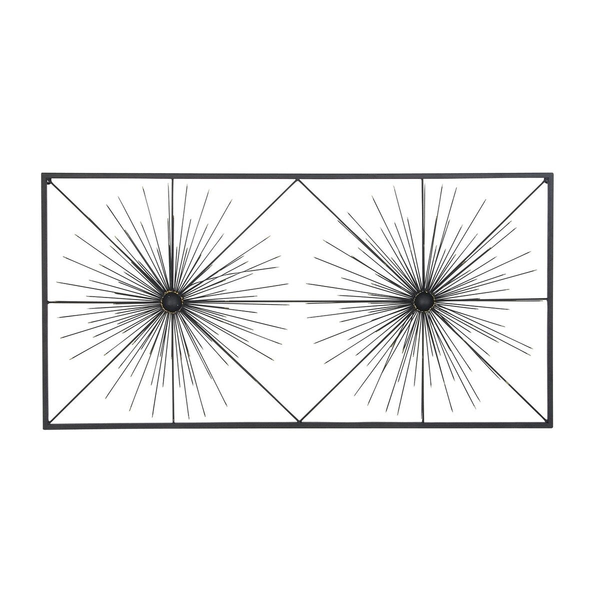 Metal Starburst Sea Urchin Home Wall Decor with Black Frame - Black - Roche River Decor