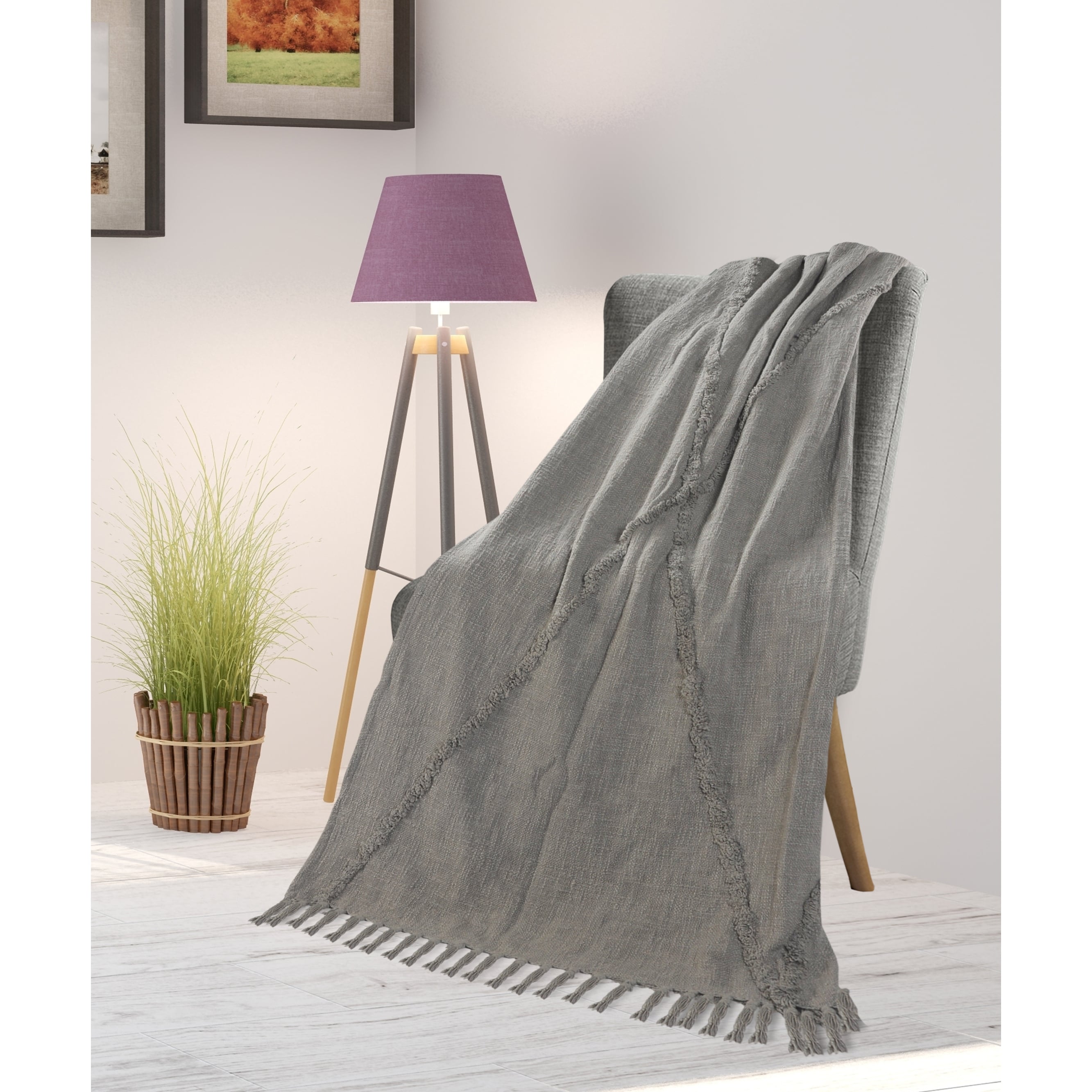 Sevita Handmade Tufted Diamonds Natural Cotton Throw Blanket