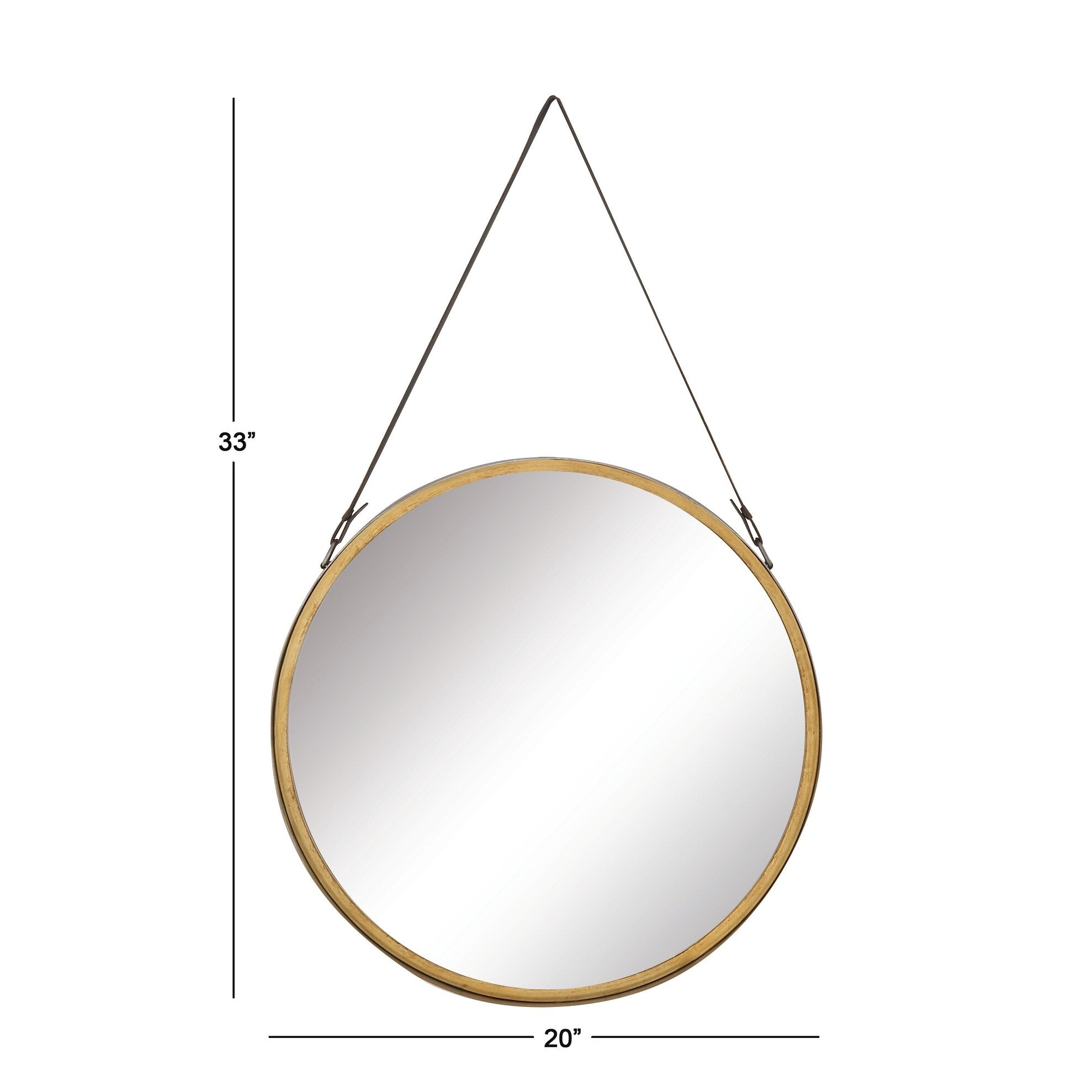 Gold Metal Room Wall Mirror with Leather Strap