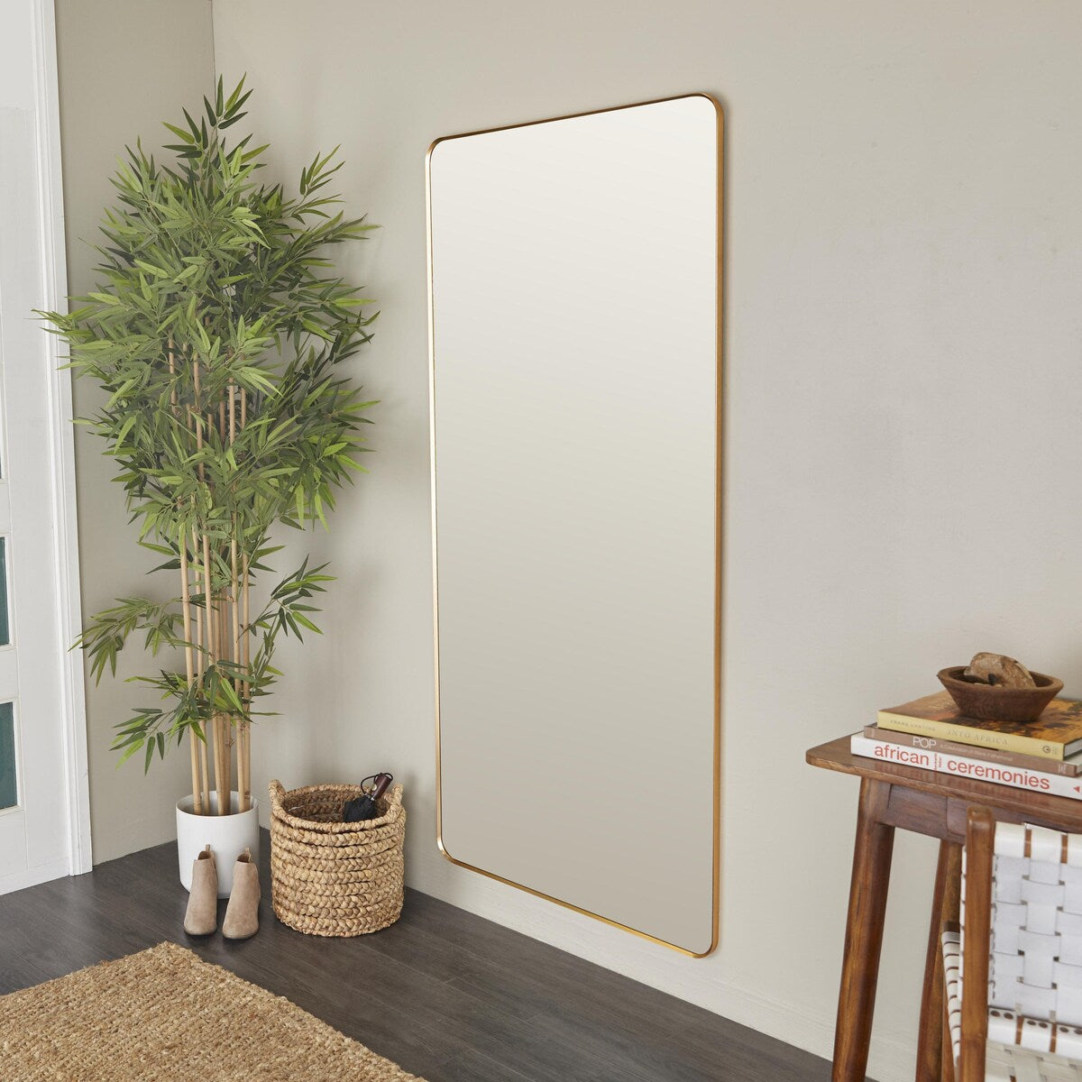 Metal Room Wall Mirror with Thin Frame - Gold - CosmoLiving by Cosmopolitan