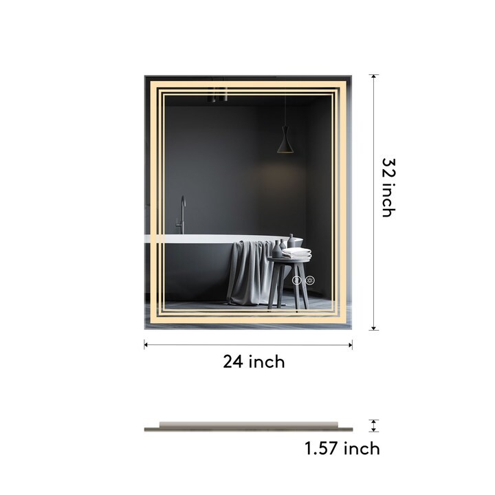 Anti-Fog Dimmable LED 32 in.W x 24 in.H Aluminum Rectangle Mirror