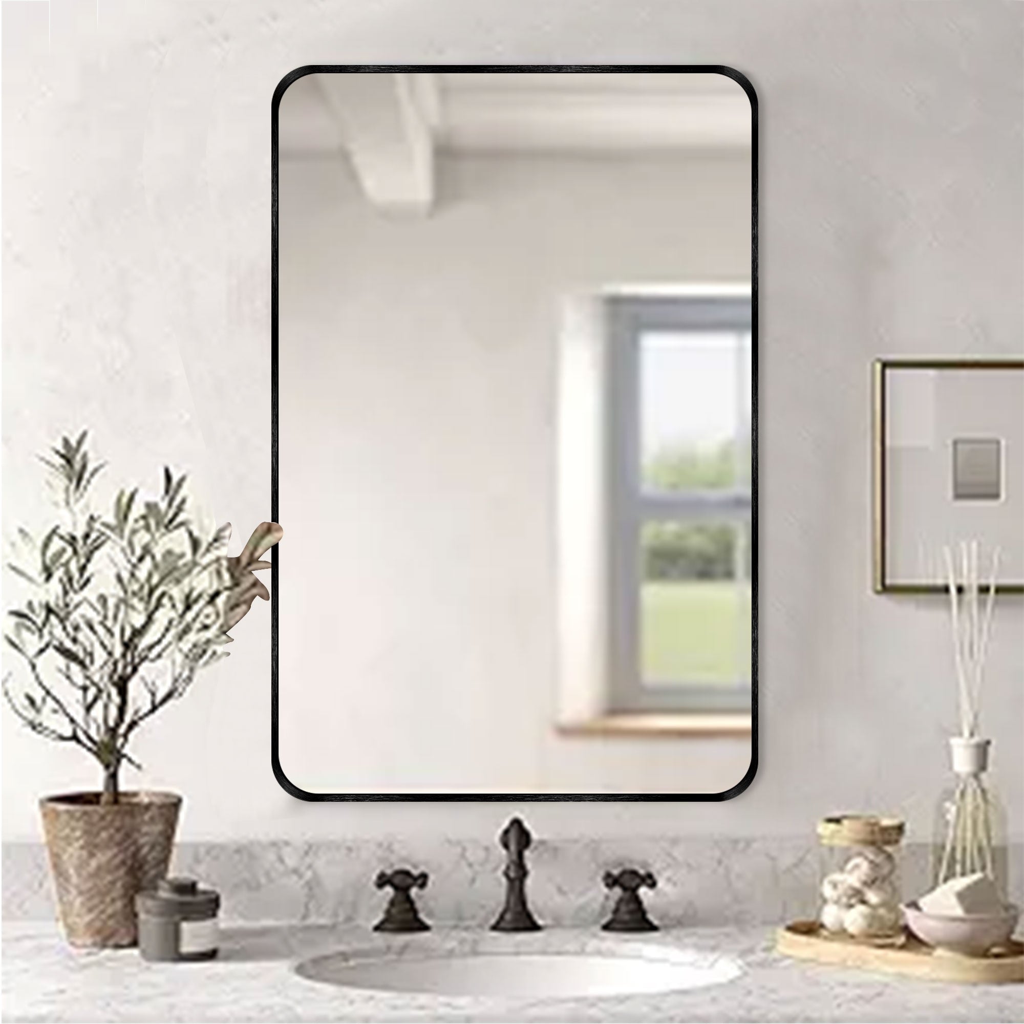 Wall Mount Bathroom Rectangle Vanity Mirror (Horizontal/Vertical)