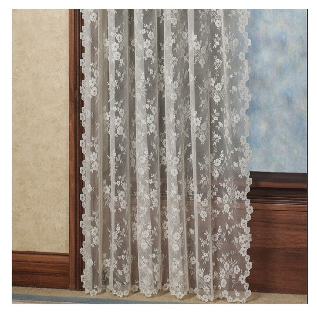 Petite Fleur 84-Inch Rod Pocket Window Curtain Panel Ivory